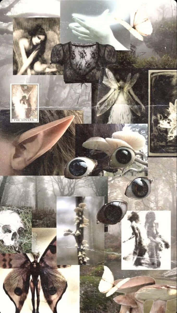 Dark Fairycore, collage, elf ears, SD Phone Wallpaper