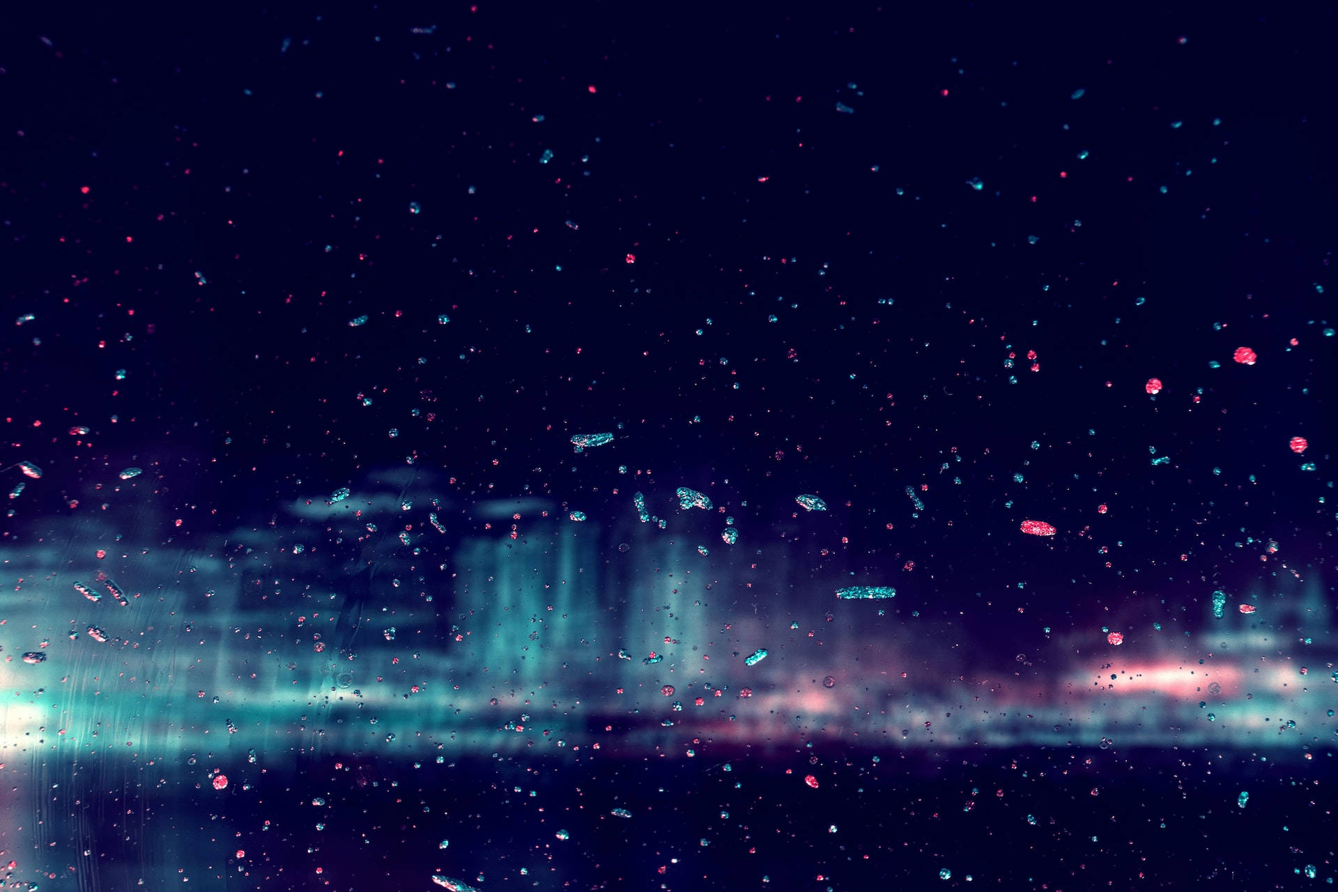 aurora borealis, dark sky, rain-splattered glass, Full HD Desktop Wallpaper