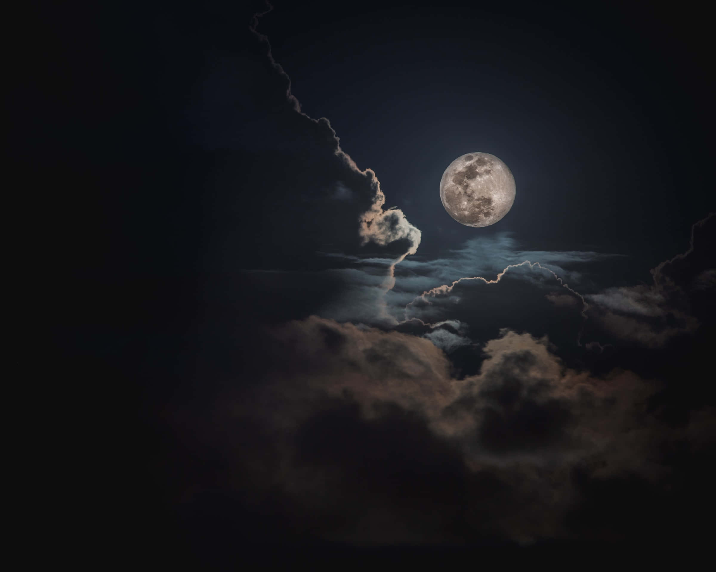Dark Moon, full moon, dramatic dark clouds, Full HD Desktop Wallpaper