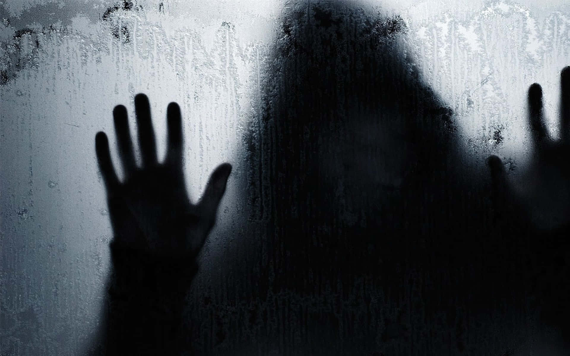 Dark Fear, silhouette, frosty window, Full HD Desktop Wallpaper