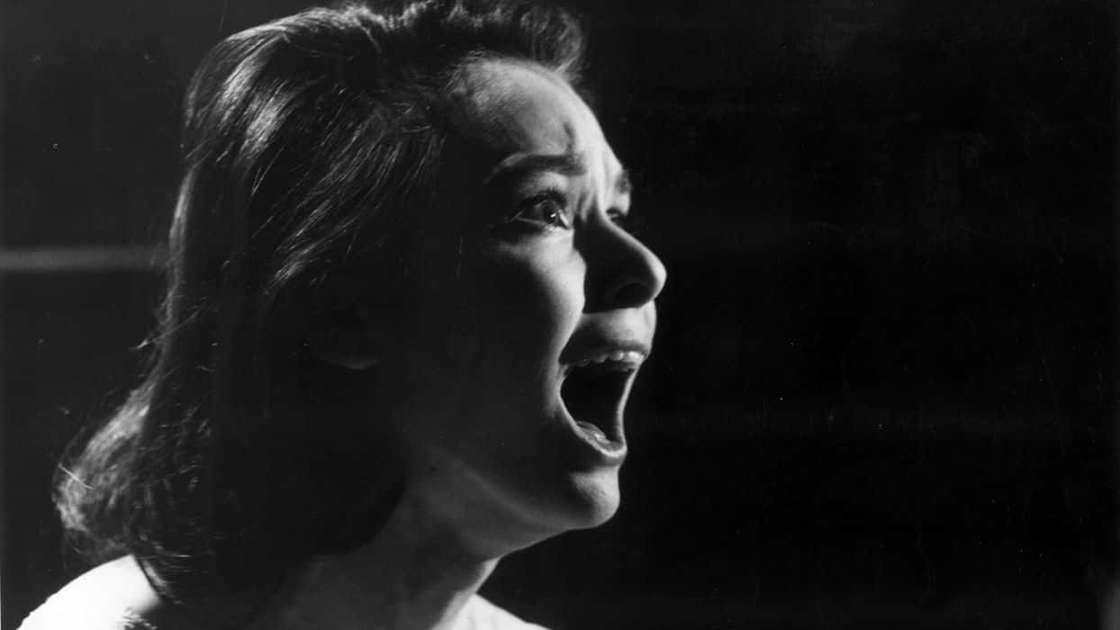 Dark Fear, black and white, woman's face, SD Desktop Wallpaper