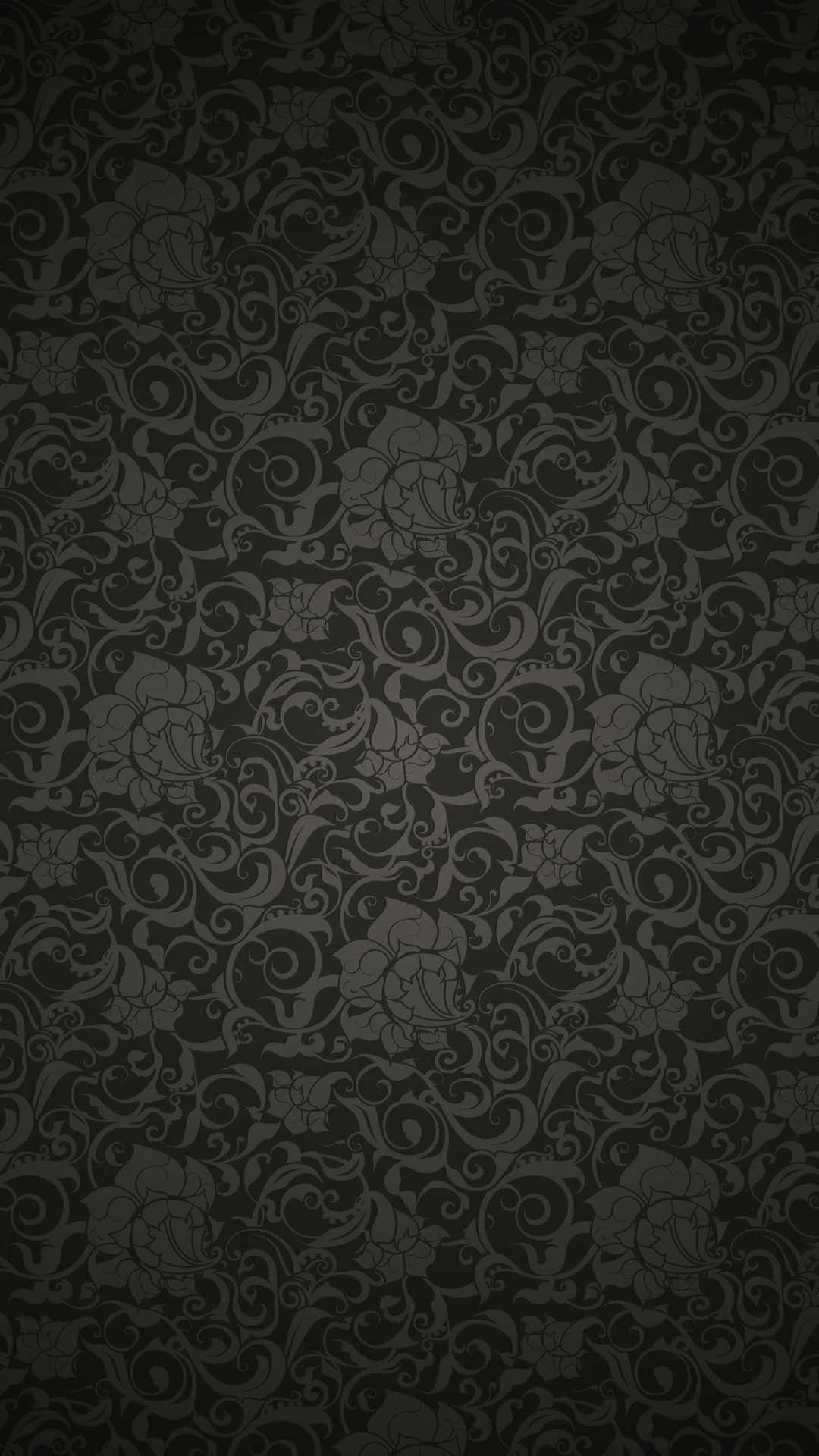 elegant black floral pattern, dark gray, intricate swirling floral damask patterns, Full HD Phone Wallpaper