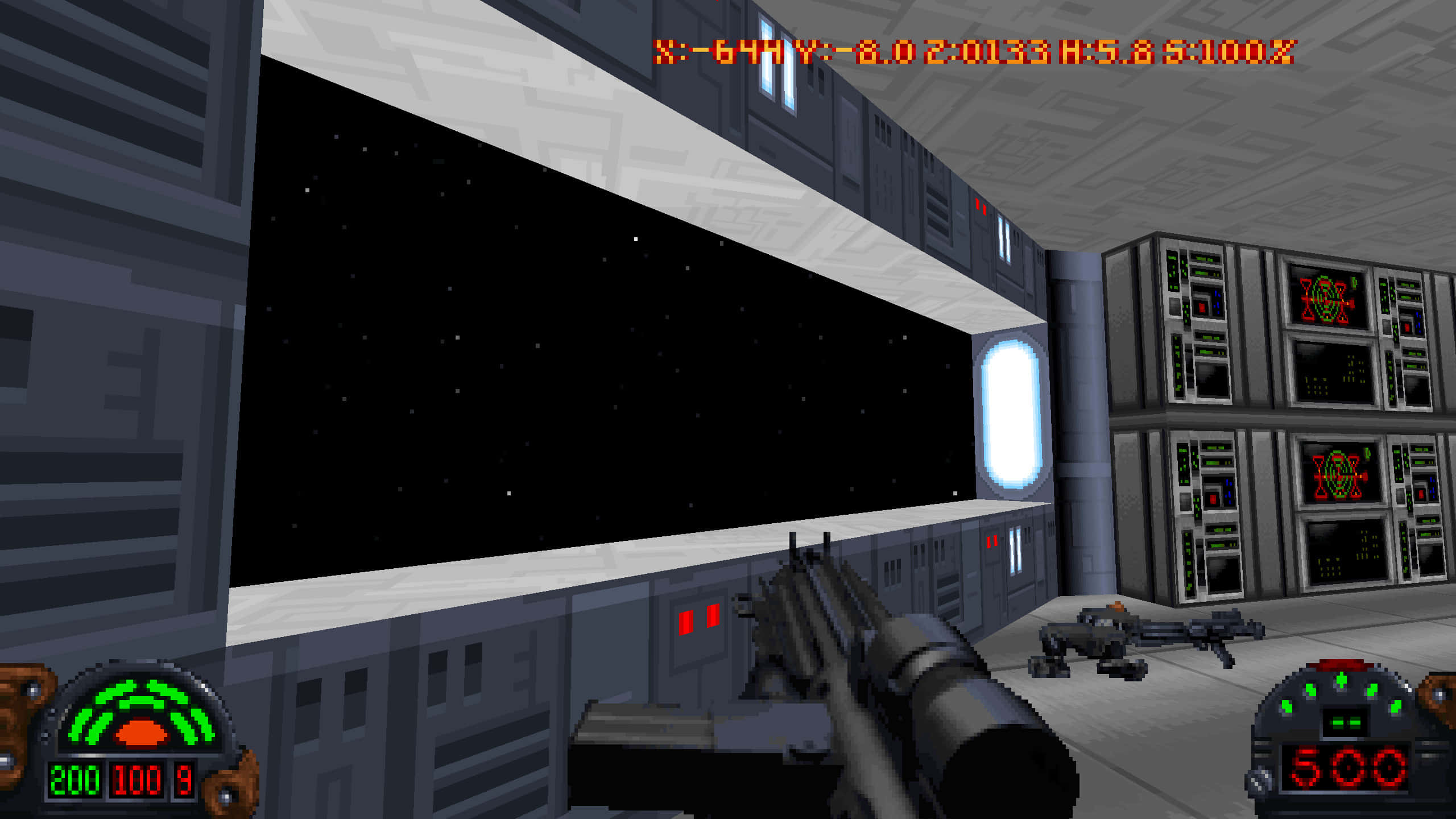 Dark Forces, first-person view, sci-fi spaceship cockpit, 2K Desktop Wallpaper