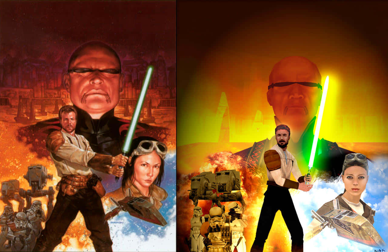 Dark Forces, lightsabers, giant face, HD Desktop Wallpaper