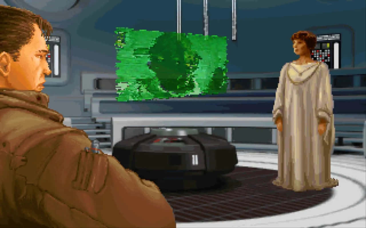 Dark Forces, glitching green screen, sci-fi room, HD Desktop Wallpaper
