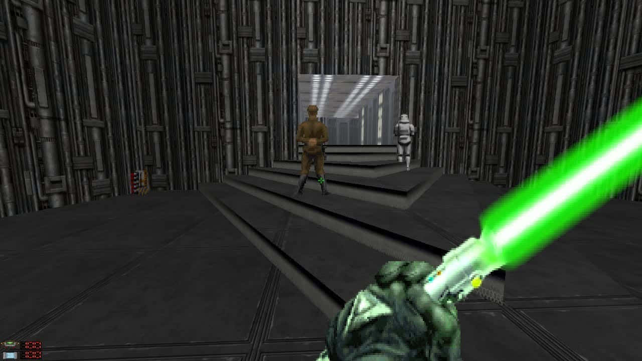 Dark Forces, green lightsaber, gloved hand, HD Desktop Wallpaper