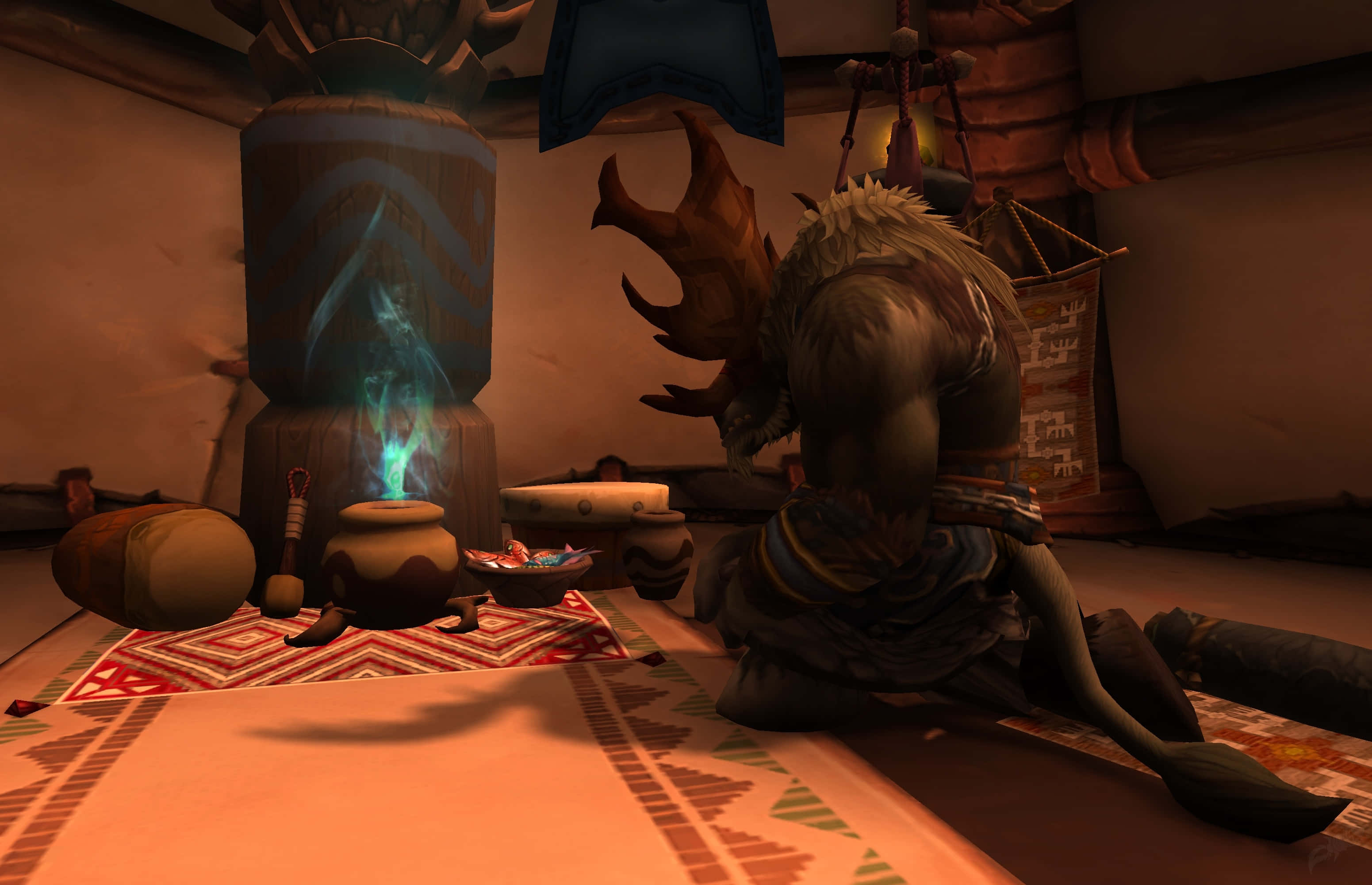 Dark Tales 3102 x 2000, glowing blue mystical pot, furry creature, 2K Desktop Wallpaper