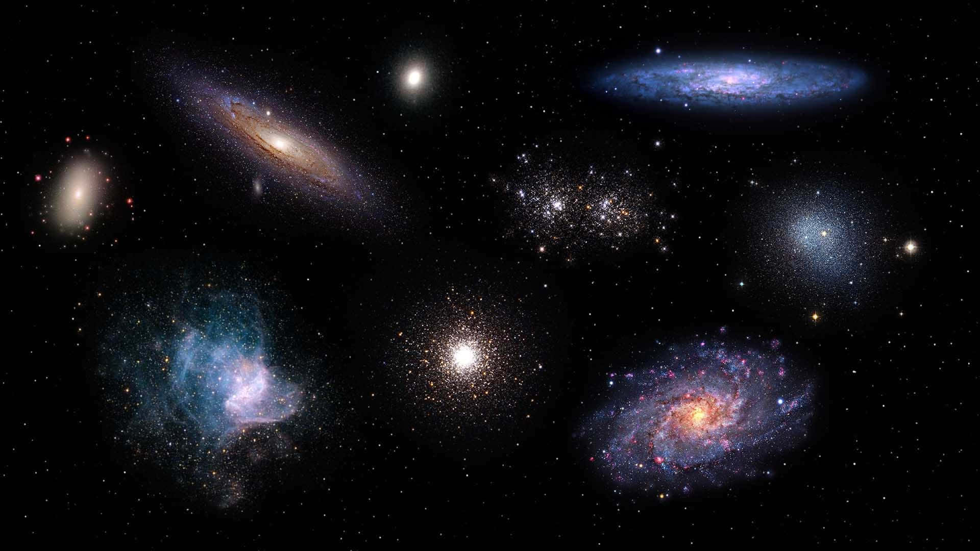 Visible Galaxies, spiral galaxies, glowing nebulae, Full HD Desktop Wallpaper