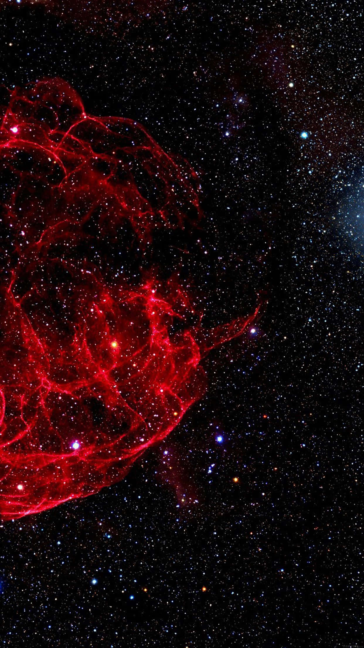 Dark Galaxy, red nebula, starfield, Full HD Phone Wallpaper