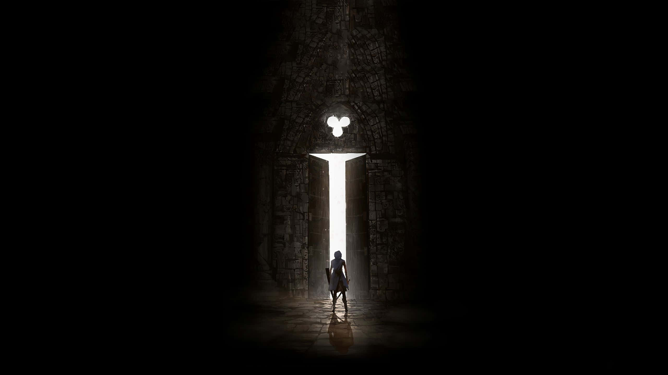 Dark Gaming, 2560 x 1440, glowing doorway, 2K Desktop Wallpaper