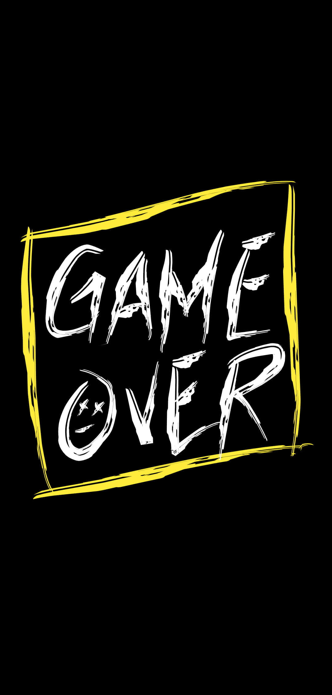 GAME OVER, white, jagged yellow border, Full HD Phone Wallpaper