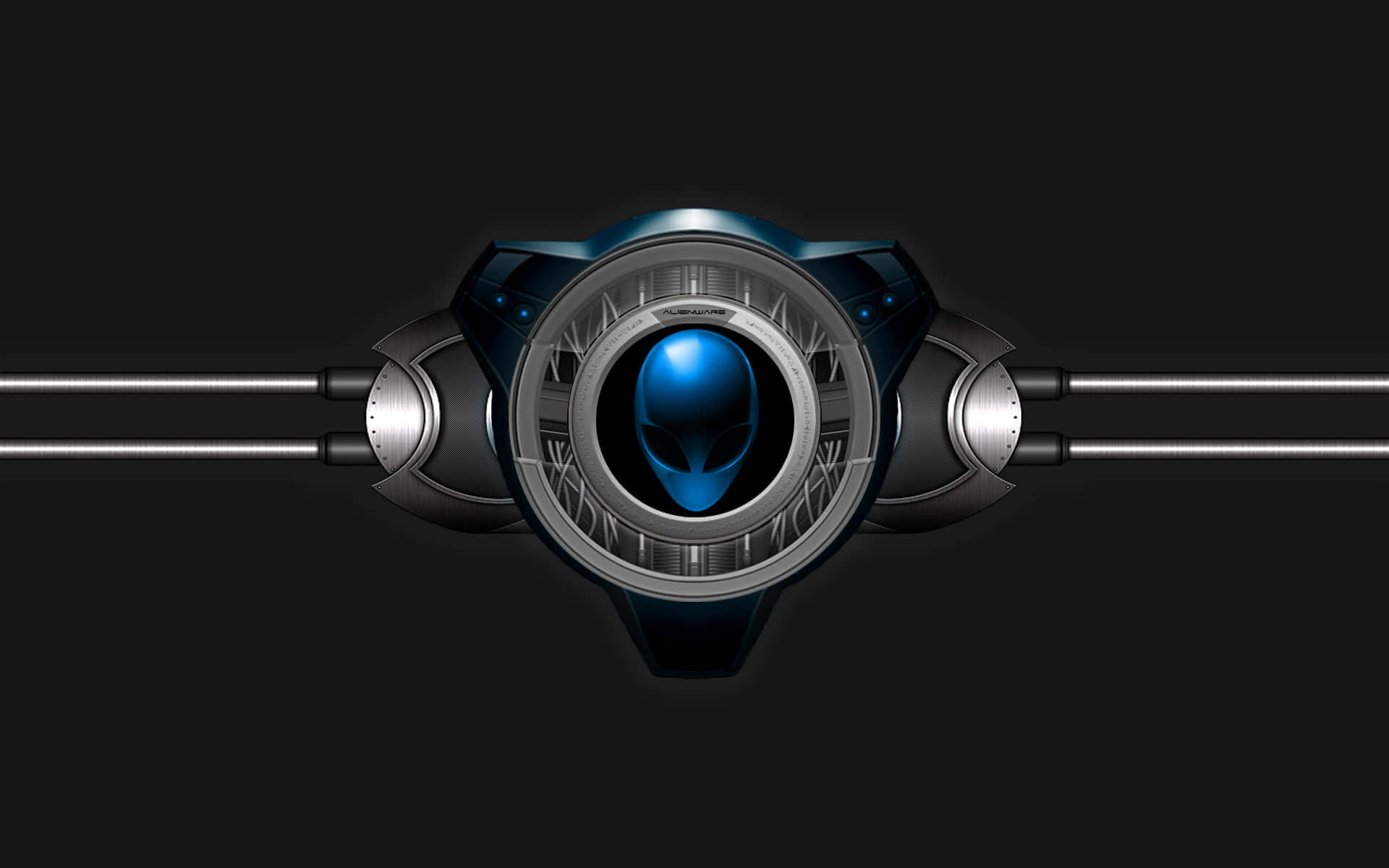 Dark Gaming, neon lights, glowing blue alien head, Full HD Desktop Wallpaper