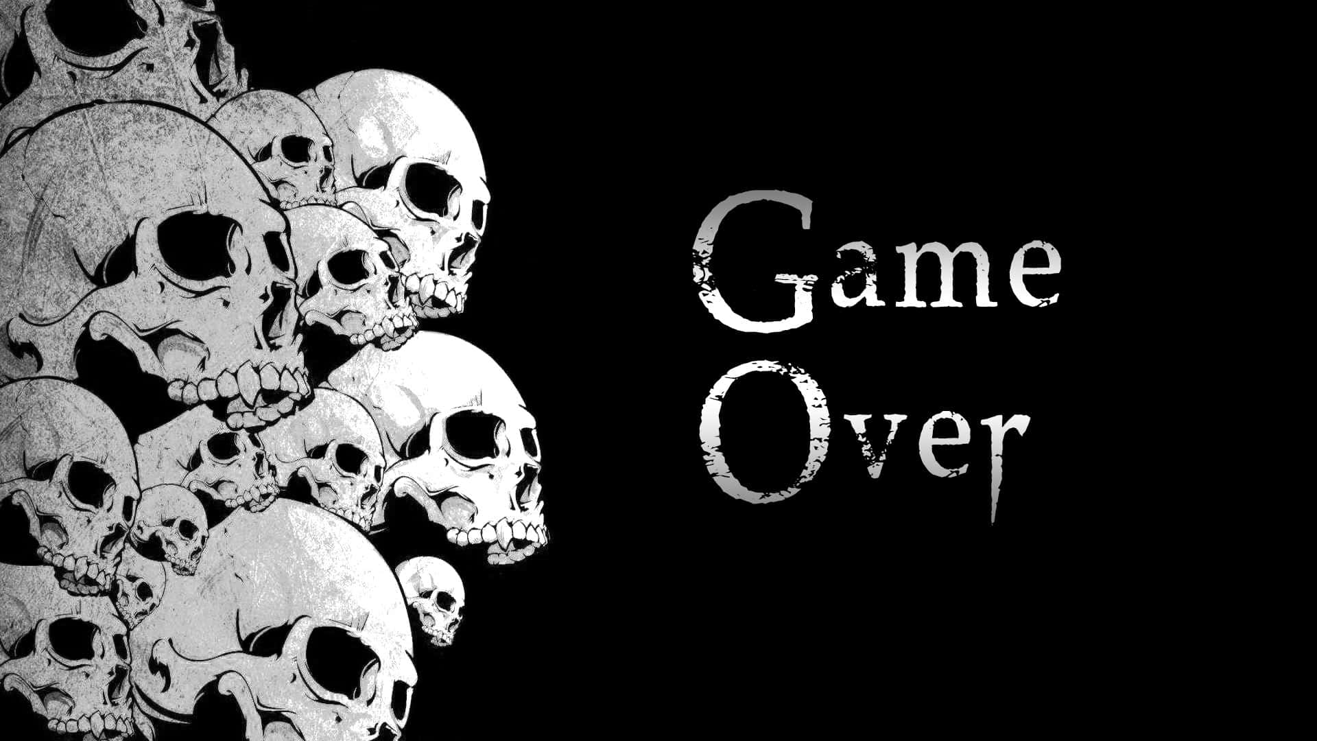 Game Over, black background, distressed white lettering, Full HD Desktop Wallpaper