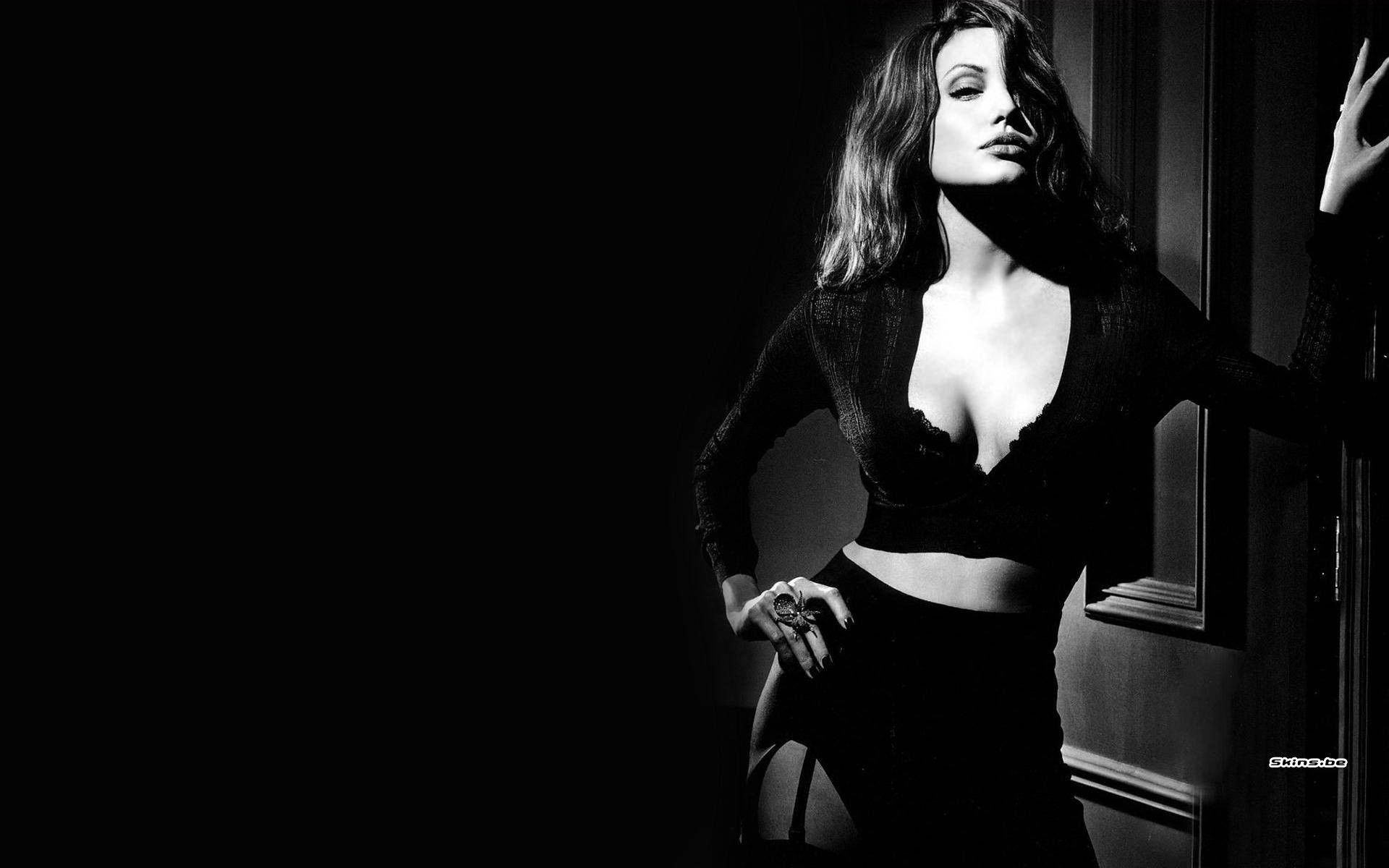Dark Girl, black lingerie, dark doorway, Full HD Desktop Wallpaper