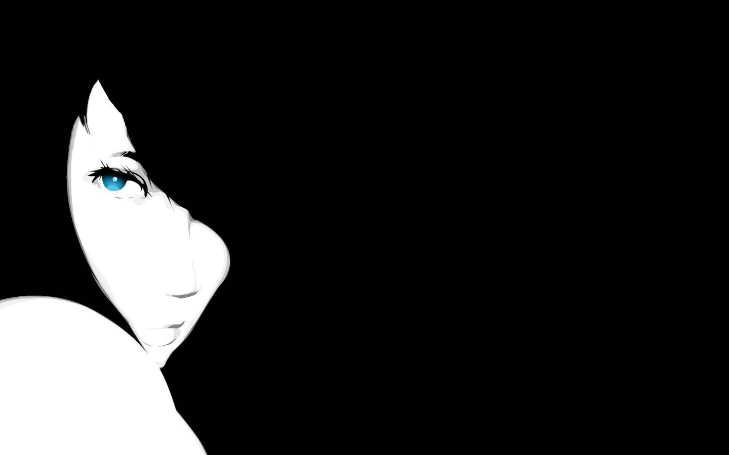 Dark Girl, blue eyes, anime-style, HD Desktop Wallpaper