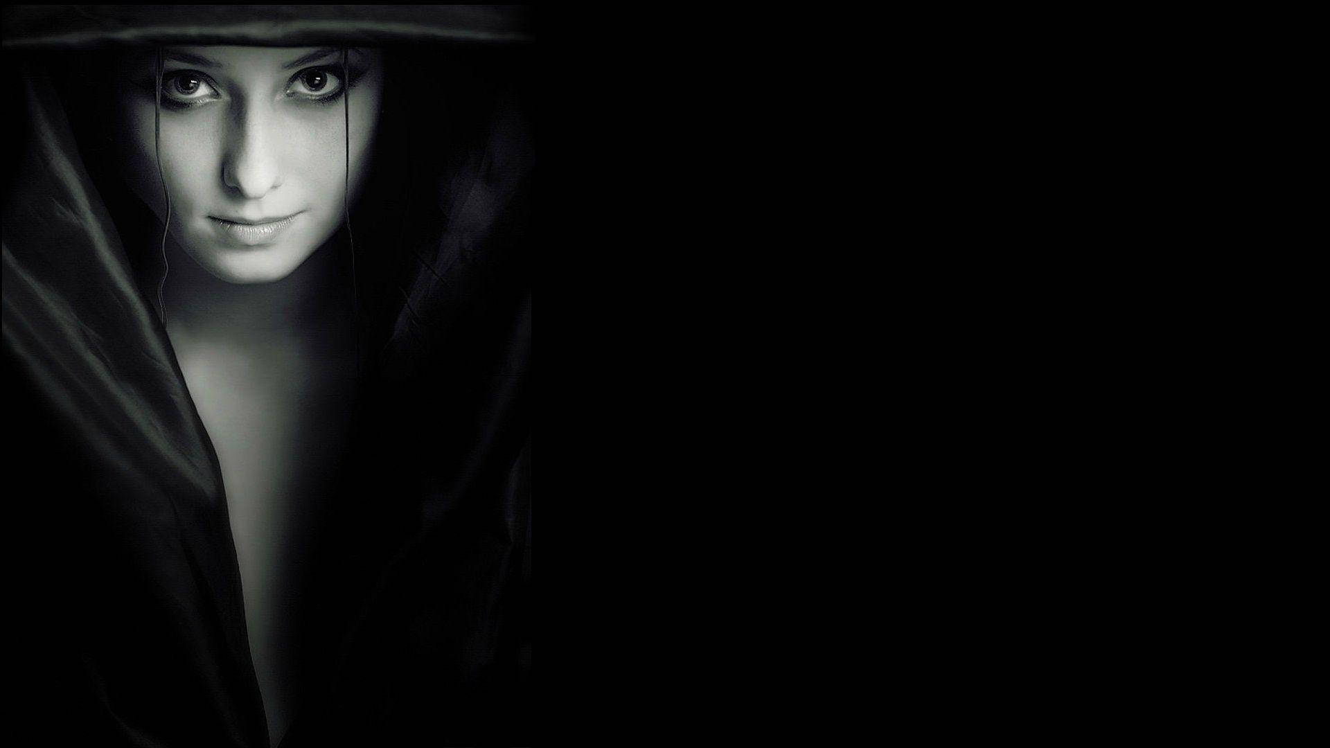 Dark Girl, dark hooded cloak, shadowed darkness, Full HD Desktop Wallpaper