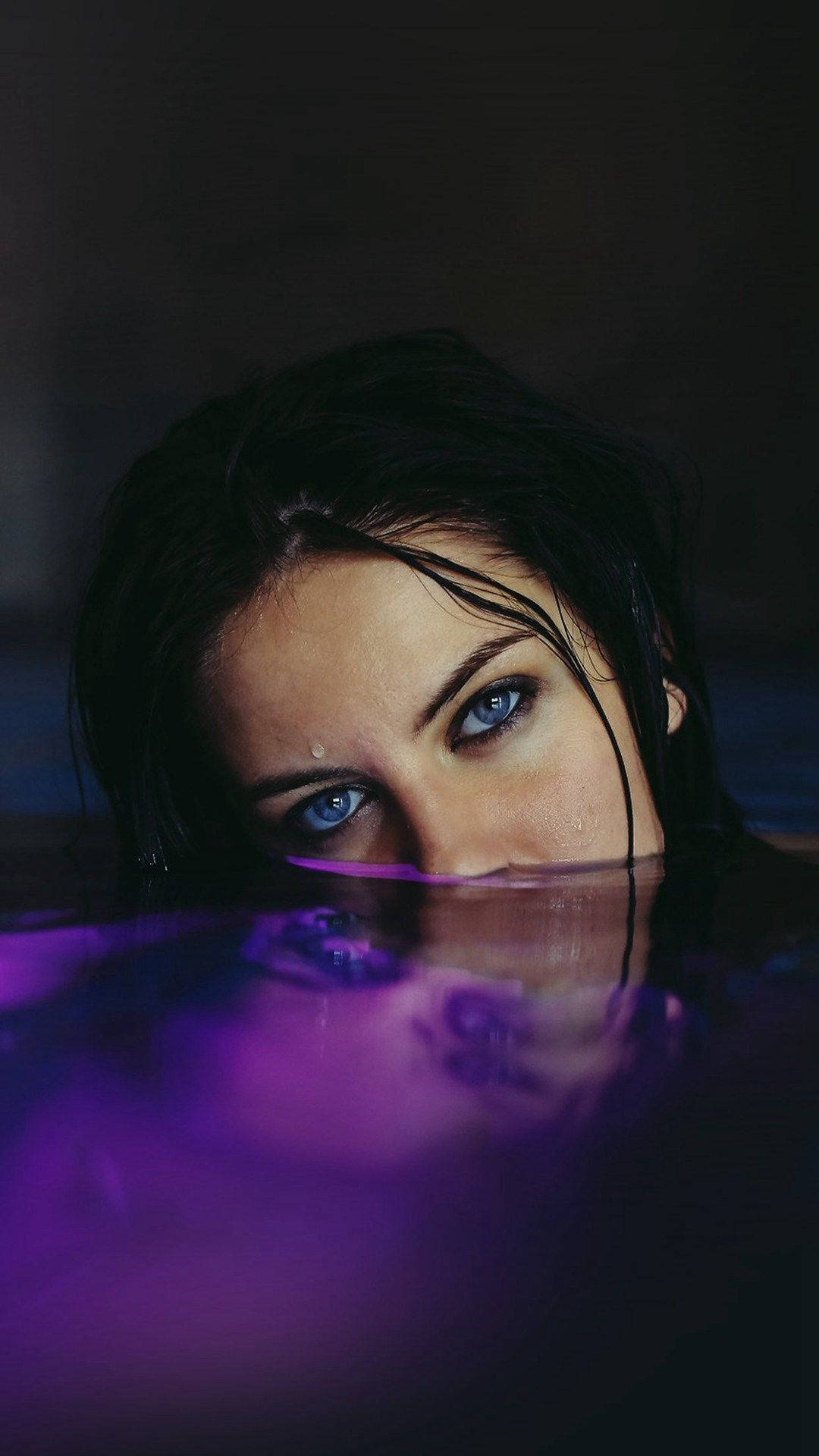 Dark Girl, purple water, vibrant purple light, Full HD Phone Wallpaper