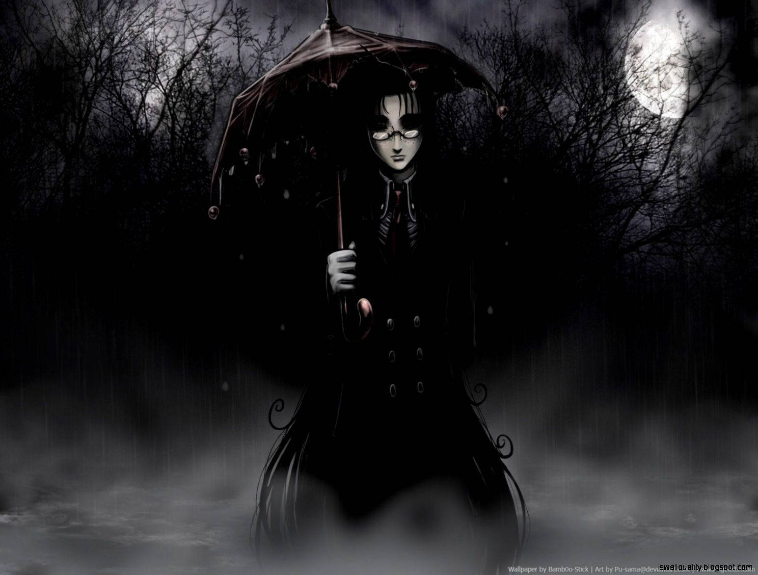 Dark Girl, black coat, dripping umbrella, HD Desktop Wallpaper