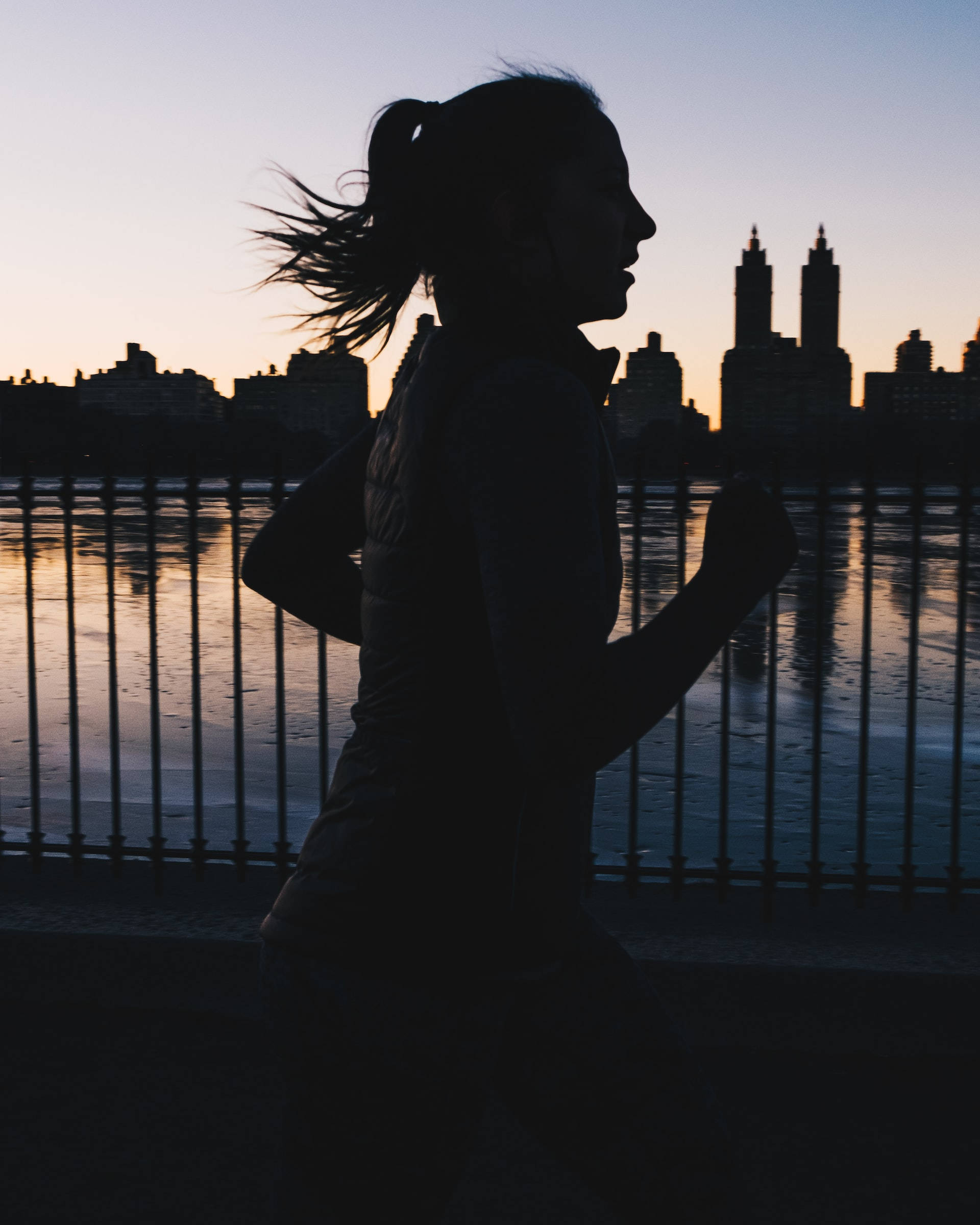 Dark Girl, sunset, waterfront railing, Full HD Phone Wallpaper