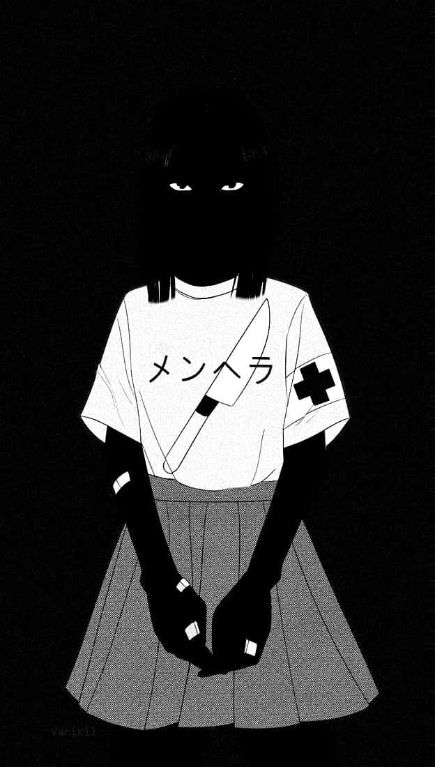 anime girl, nurse outfit, knife graphic, SD Phone Wallpaper