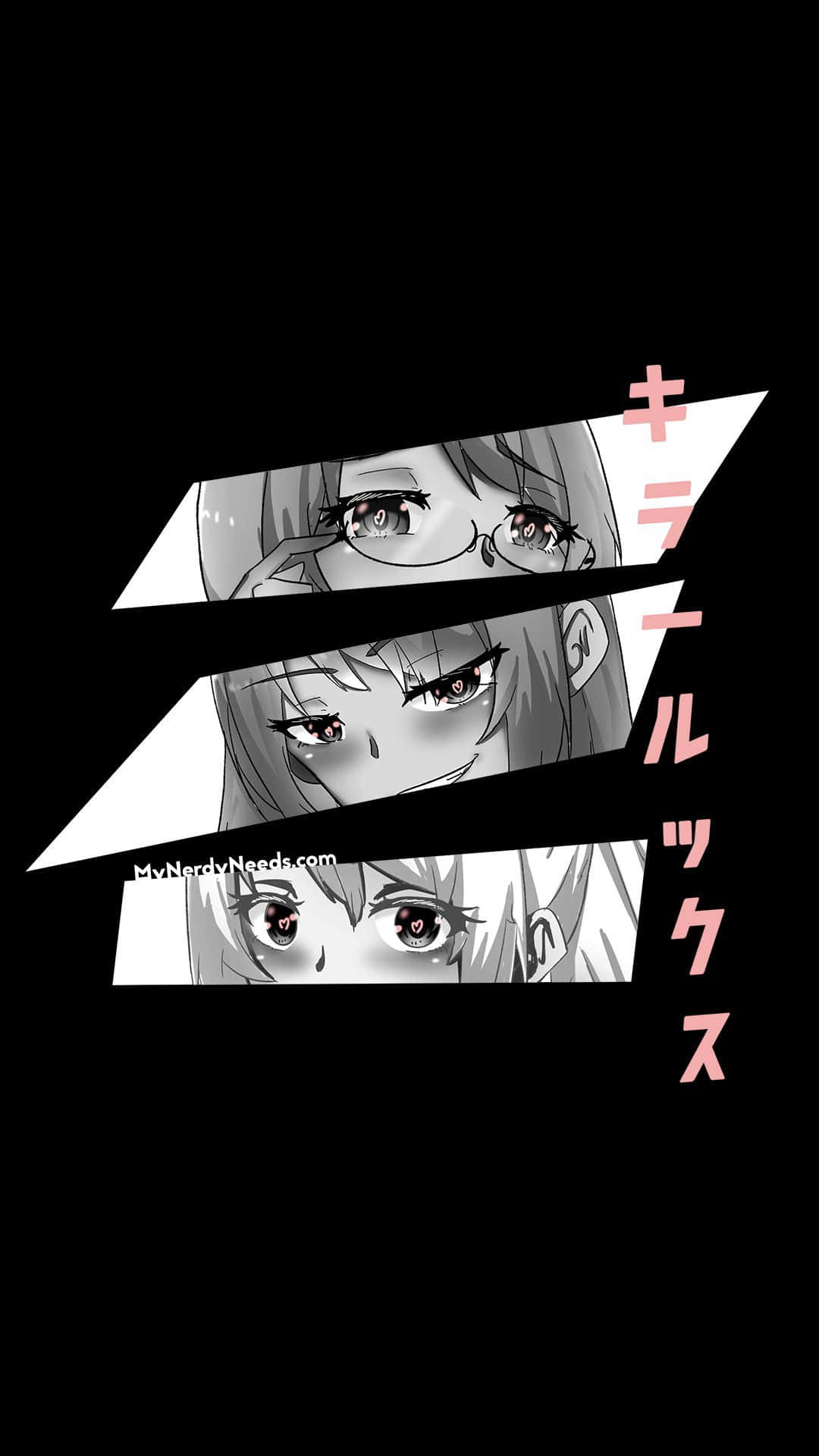 black and white shards, pink text, black background, Full HD Phone Wallpaper