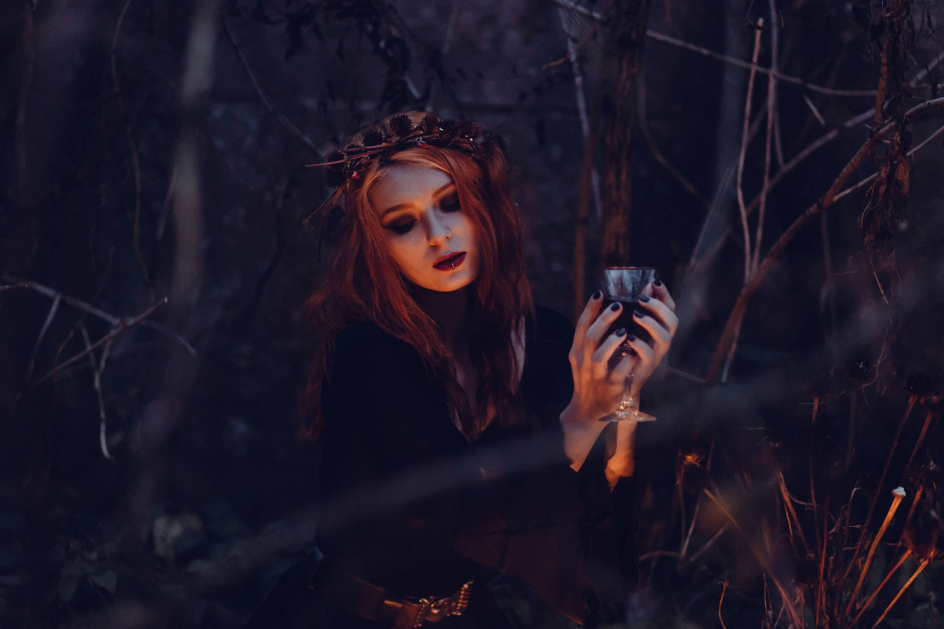 red hair, crown, goblet, Full HD Desktop Wallpaper