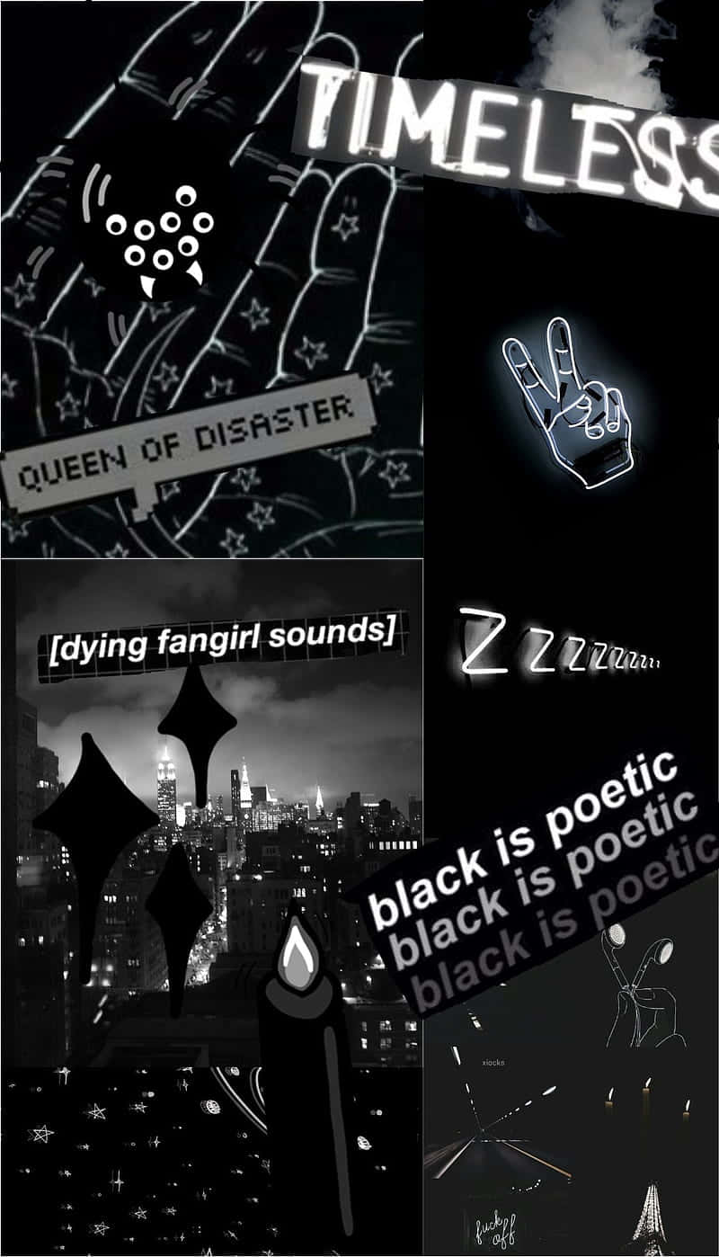 Dark Gothic Aesthetic, black and white graphic elements, text phrases, HD Phone Wallpaper