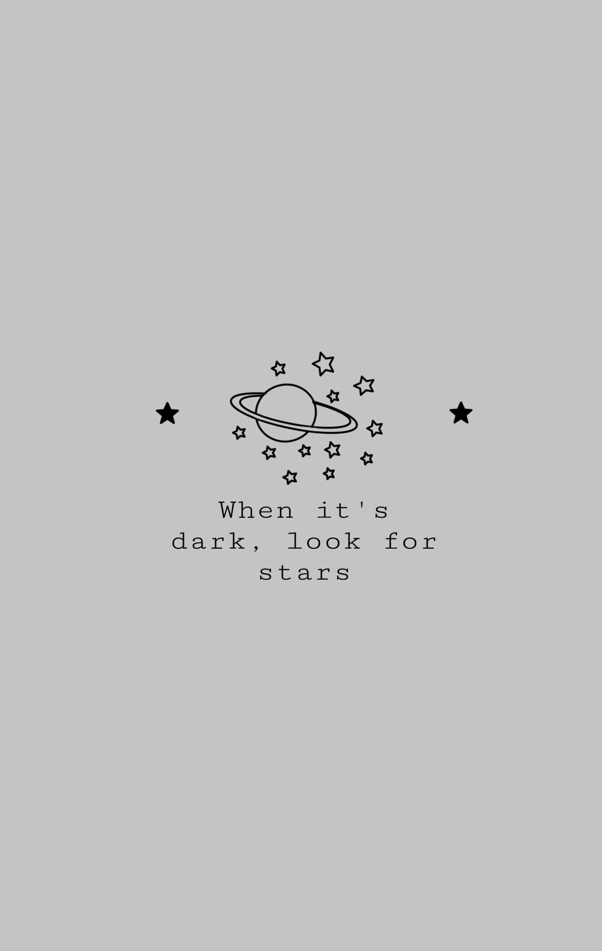 dark grey aesthetic, ringed planet, stars, 2K Phone Wallpaper
