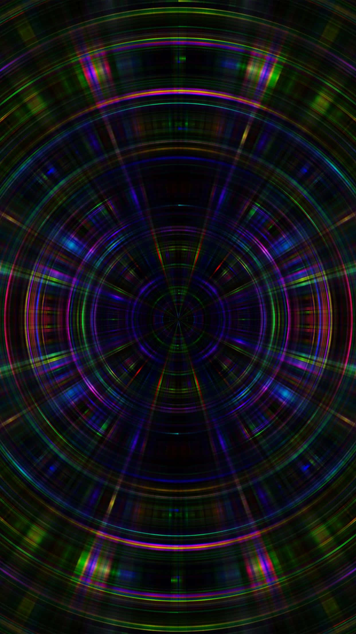 neon rings, dark center, digital tunnel effect, Full HD Phone Wallpaper