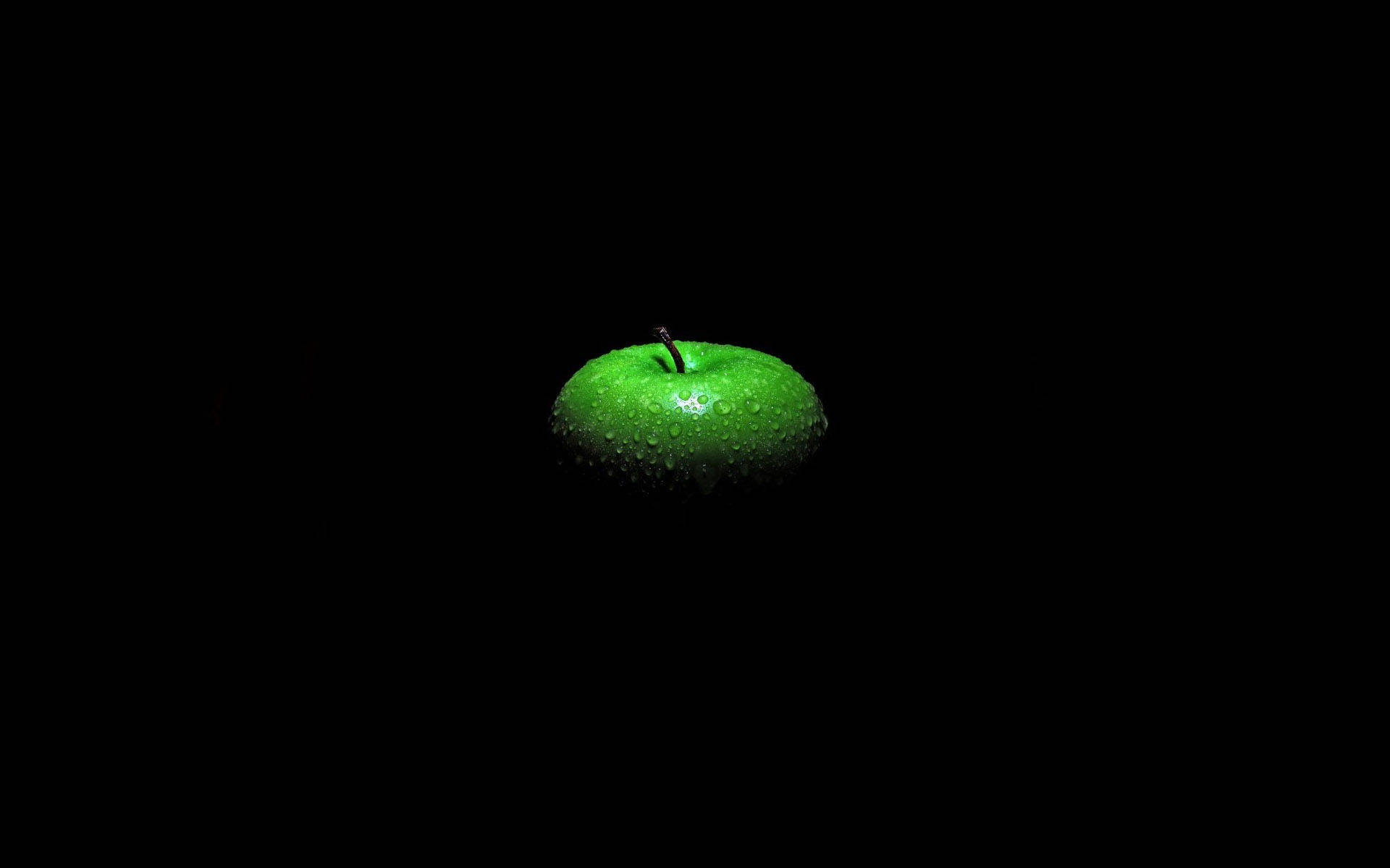 Dark Green Aesthetic, vibrant green apple, dewdrops, Full HD Desktop Wallpaper