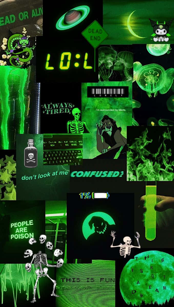 green-tinted, skulls memes, digital glitch, SD Phone Wallpaper