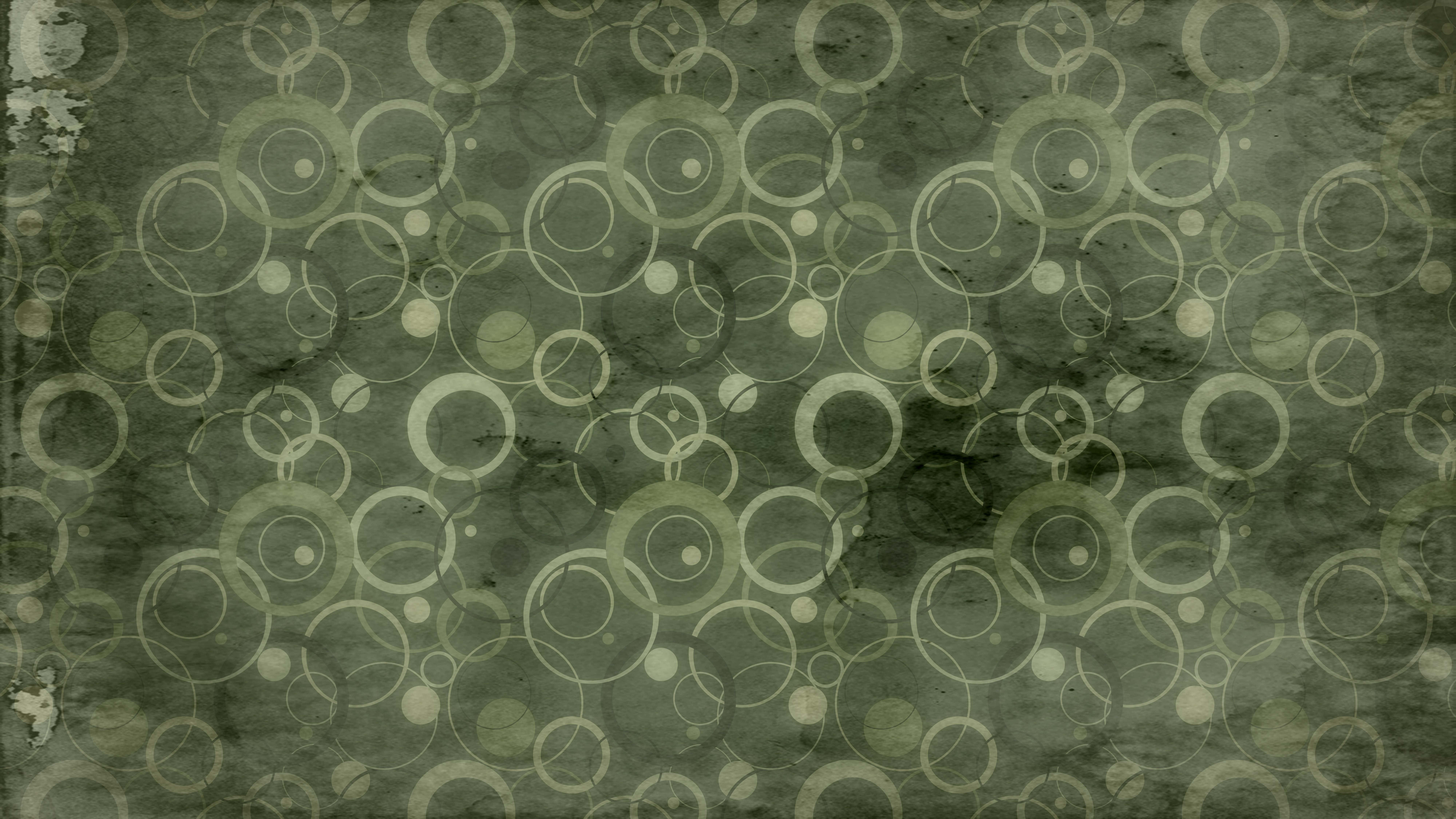 Dark Green Grunge, vintage textured wallpaper, overlapping circles, 8K Desktop Wallpaper