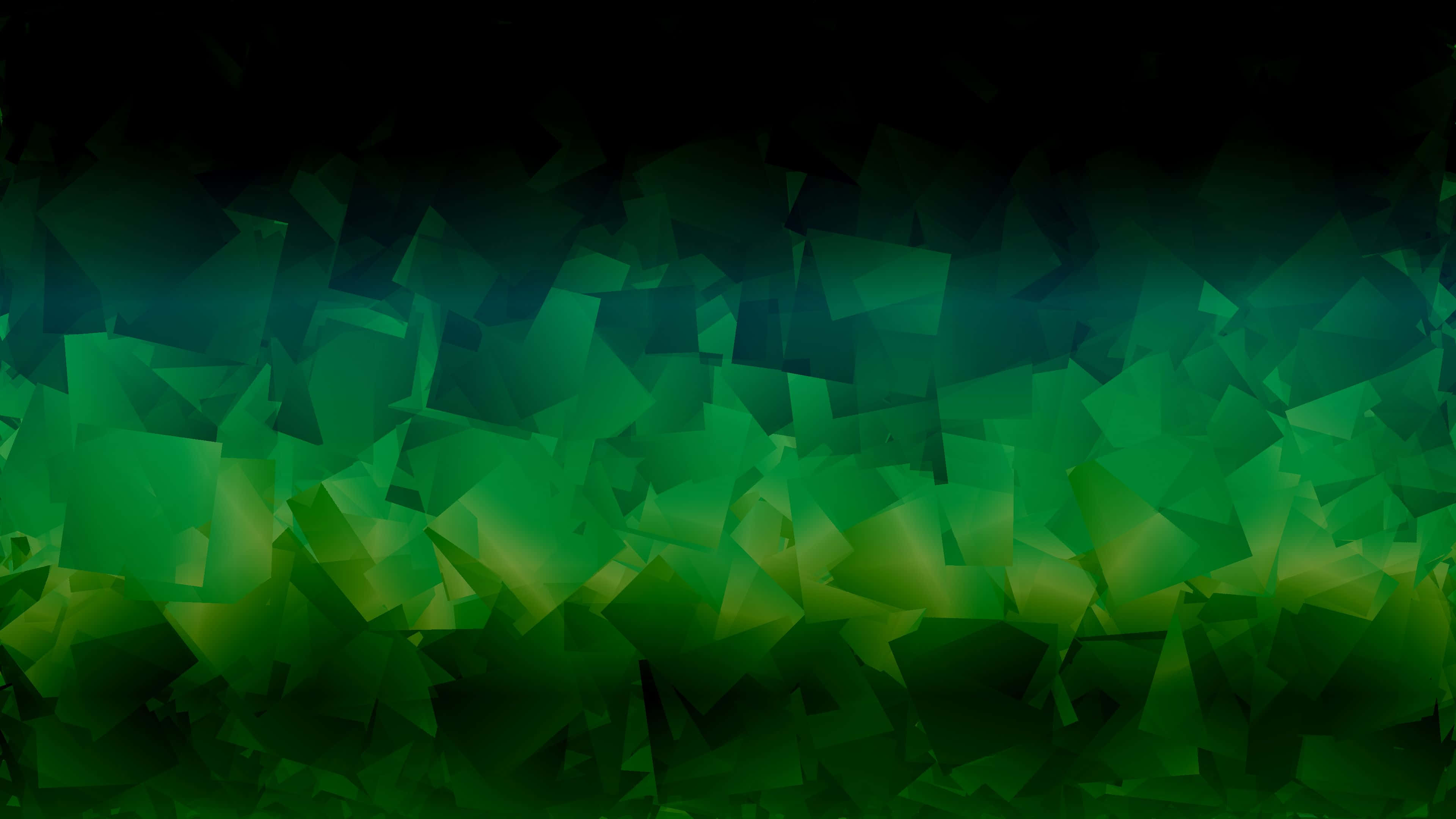 Dark Green Grunge, glowing green polygonal shards, dark gradient background, 4K Desktop Wallpaper
