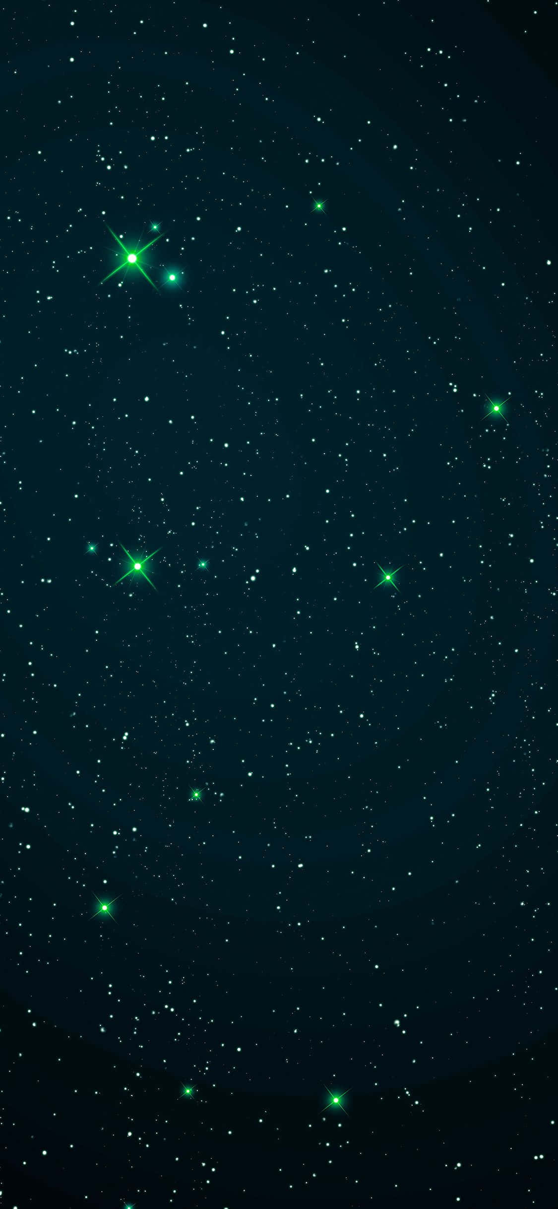 Dark Green iPhone, teal night sky, twinkling green stars, Full HD Phone Wallpaper