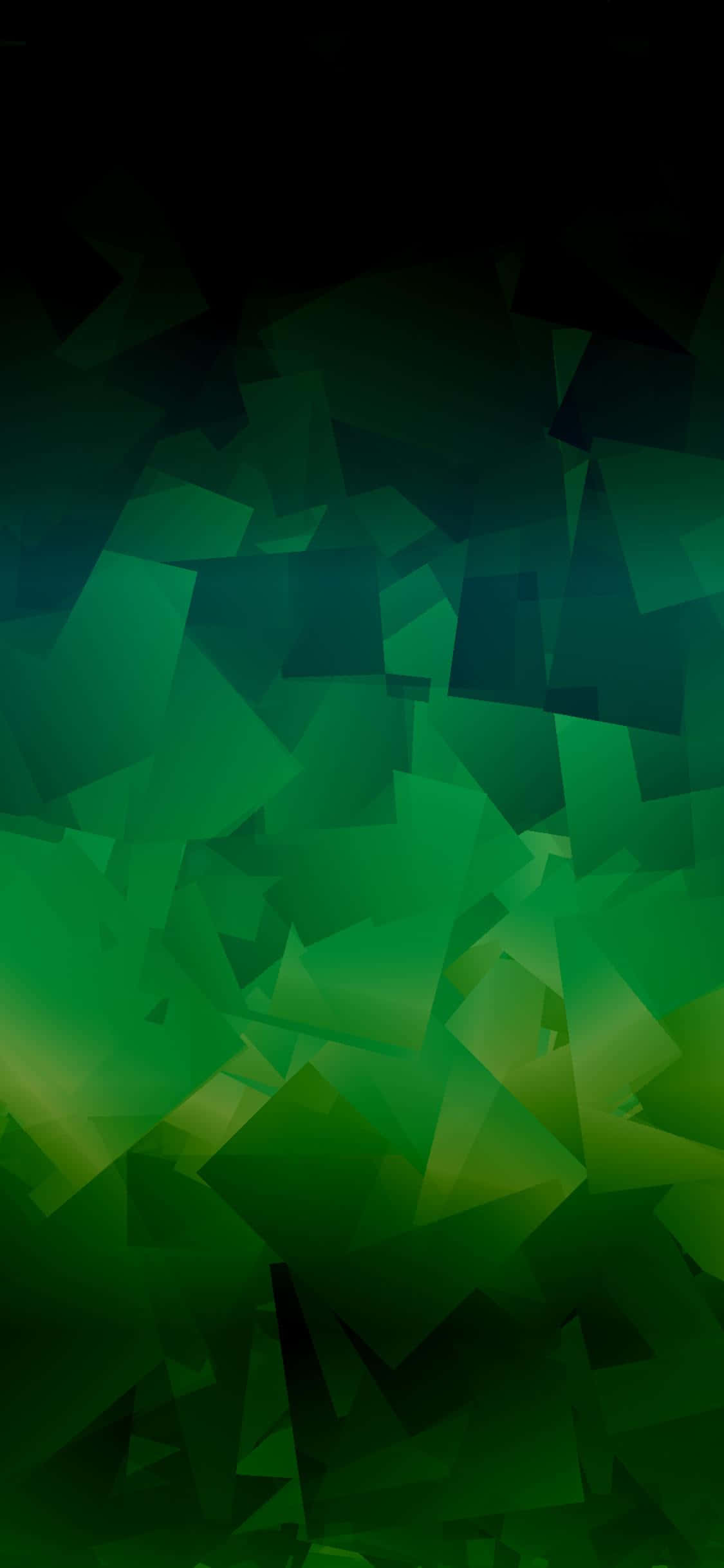 Dark Green iPhone, green polygonal shapes, black background, Full HD Phone Wallpaper