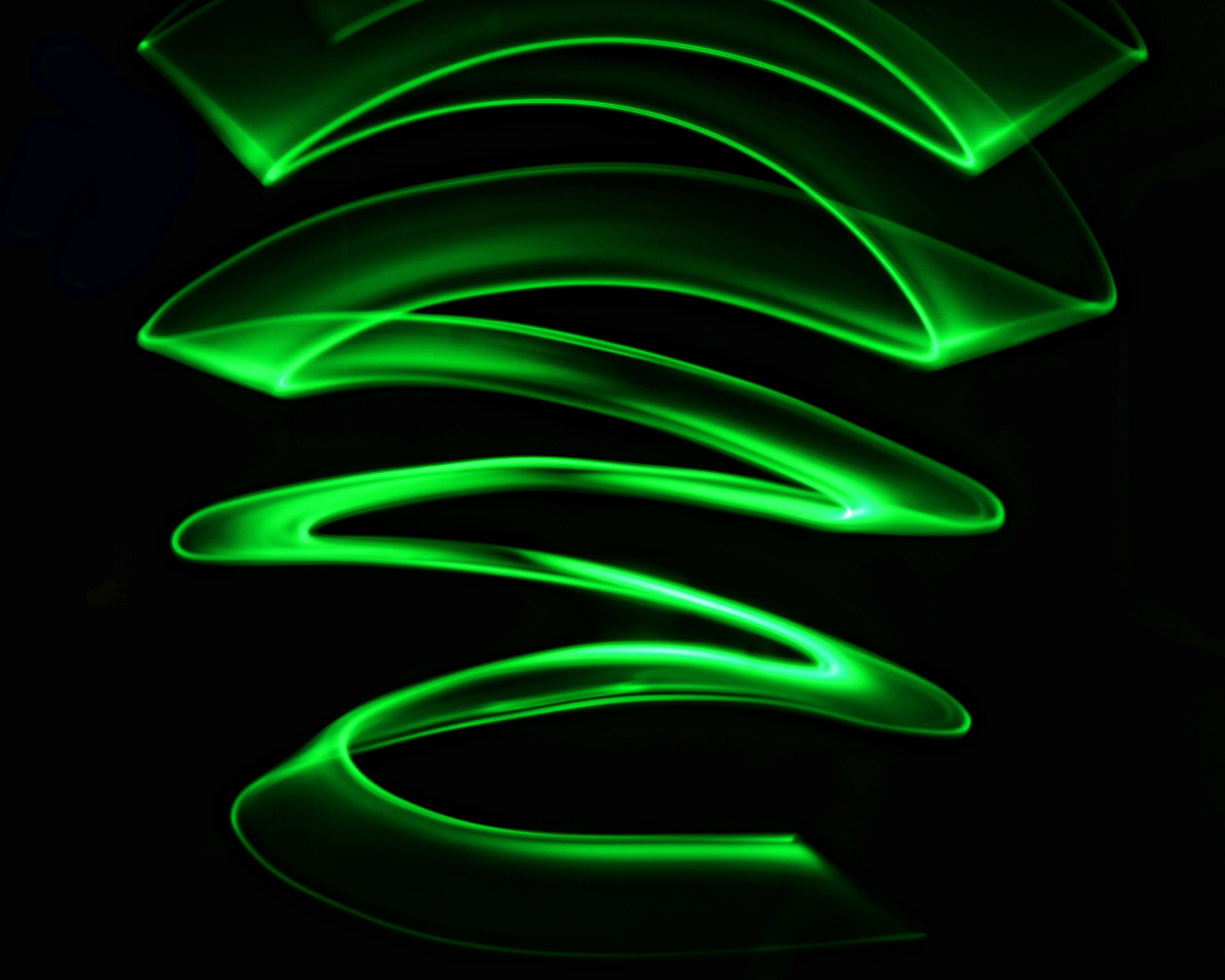 Dark Green, Neon, Zig Zag, 2K Desktop Wallpaper