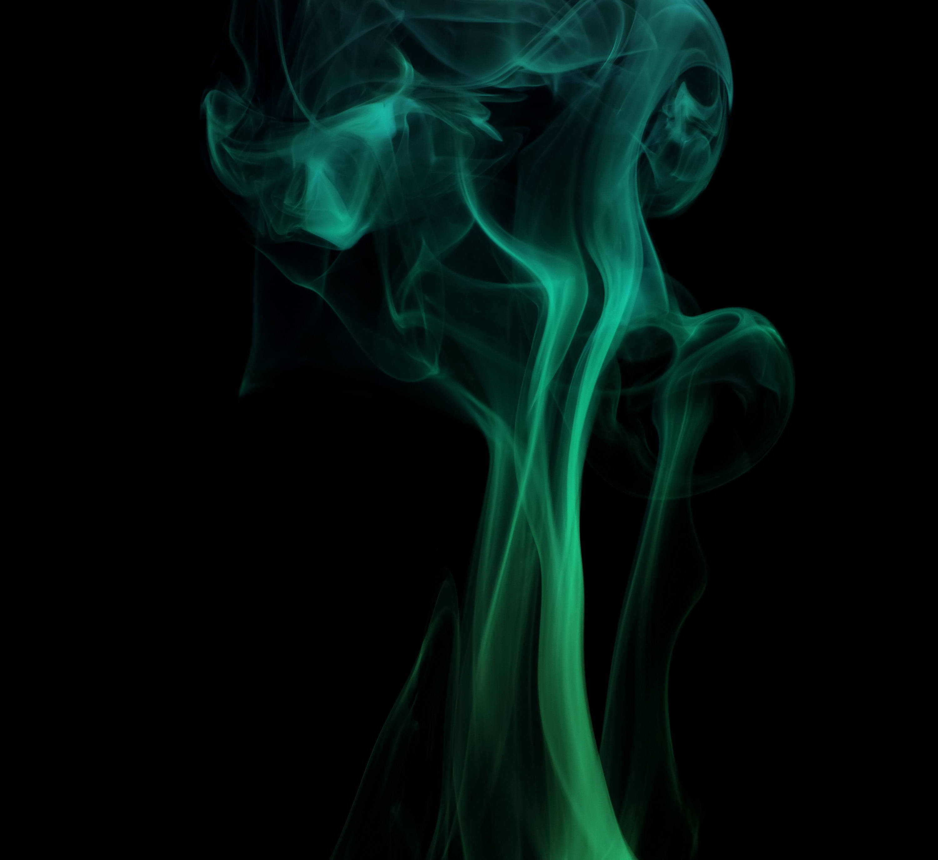 Dark Green Smoke In Black, teal smoke, black background, 2K Desktop Wallpaper