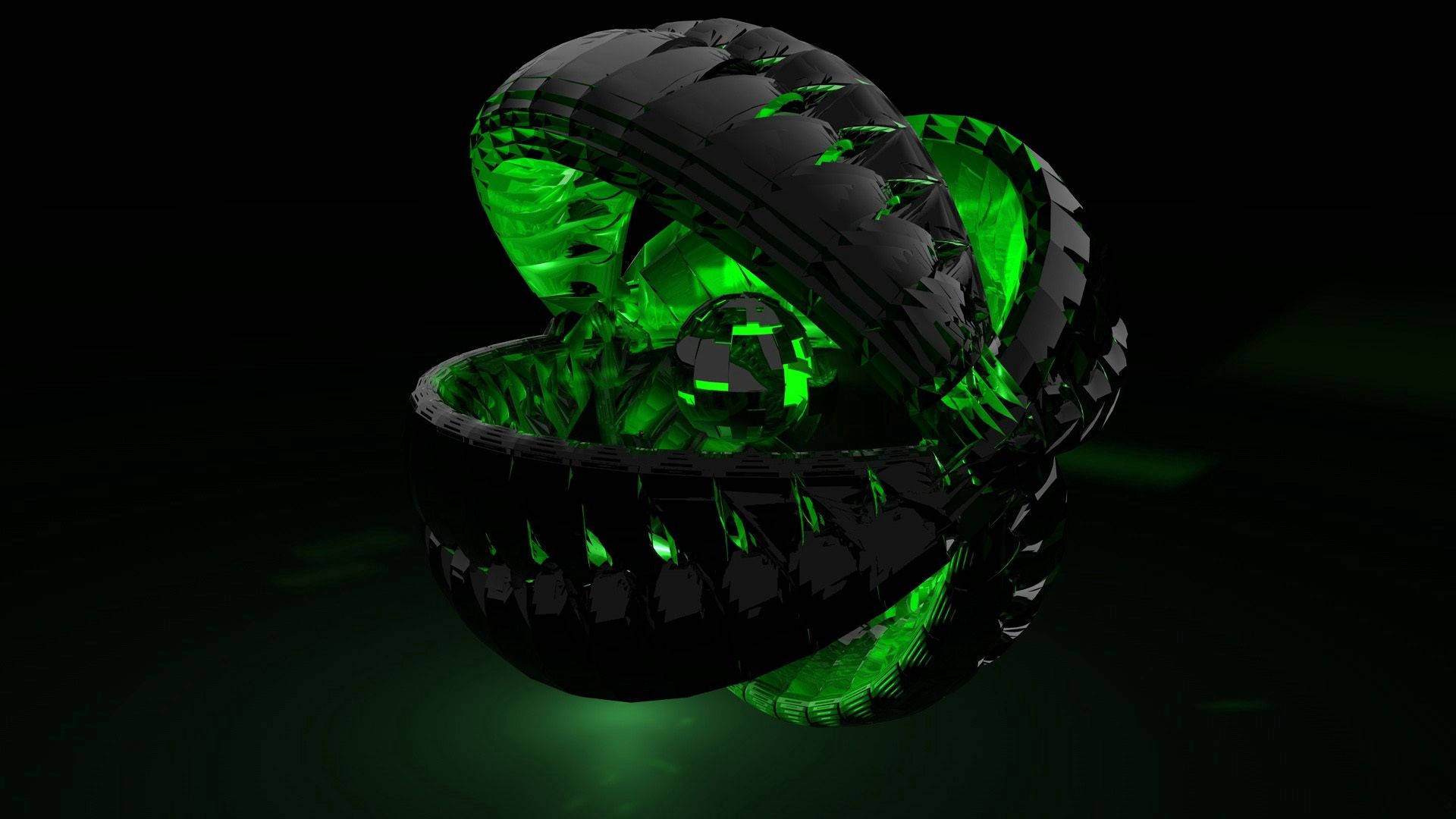 Dark Green, 3D Ball, crystalline snake, Full HD Desktop Wallpaper