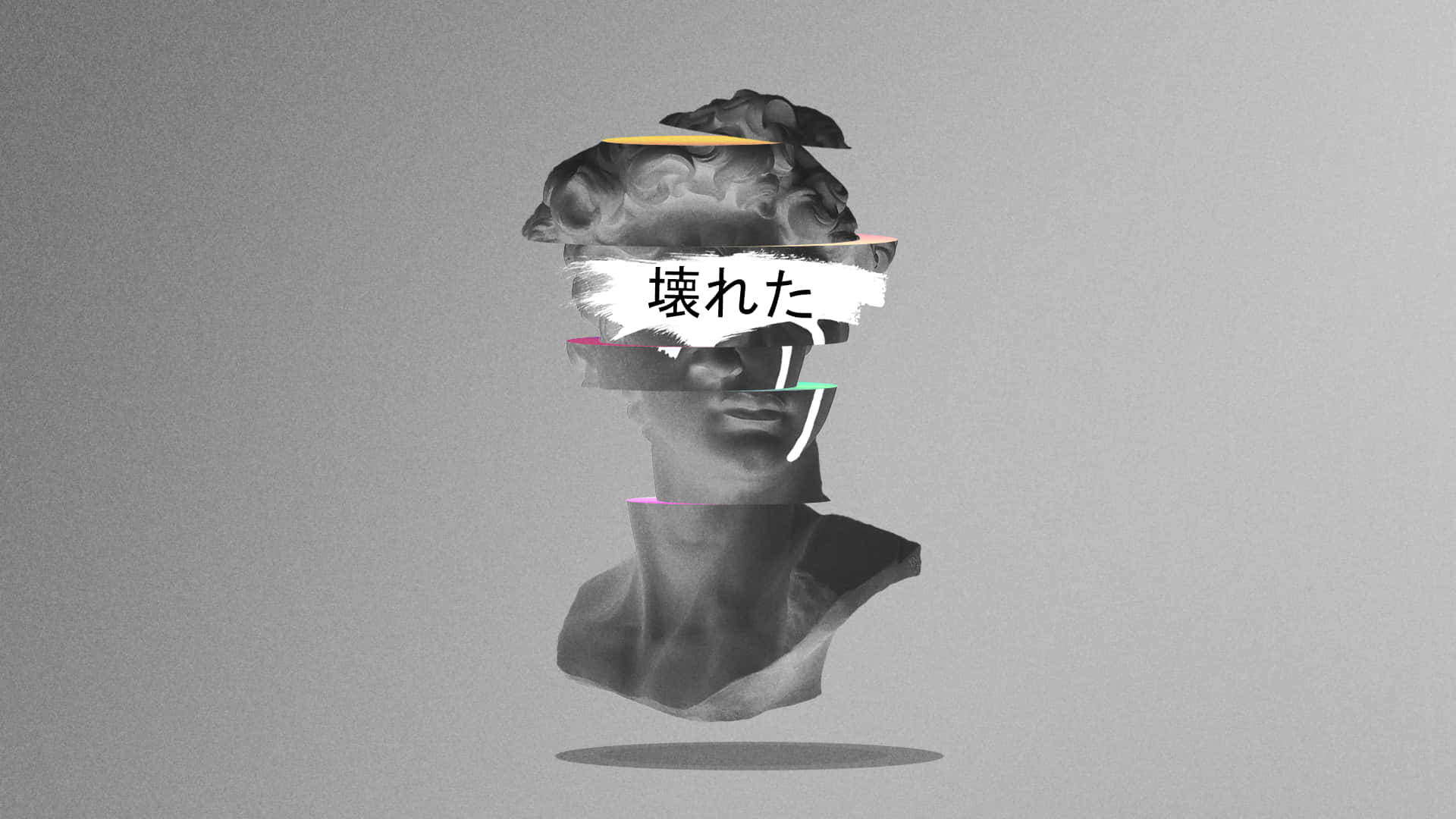 dark grey aesthetic, gray background, fragmented classical bust, Full HD Desktop Wallpaper