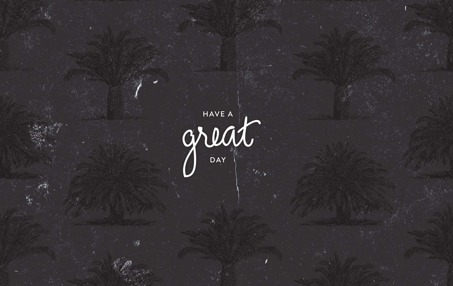 Dark Grey Aesthetic, palm tree silhouettes, white cursive text, HD Desktop Wallpaper