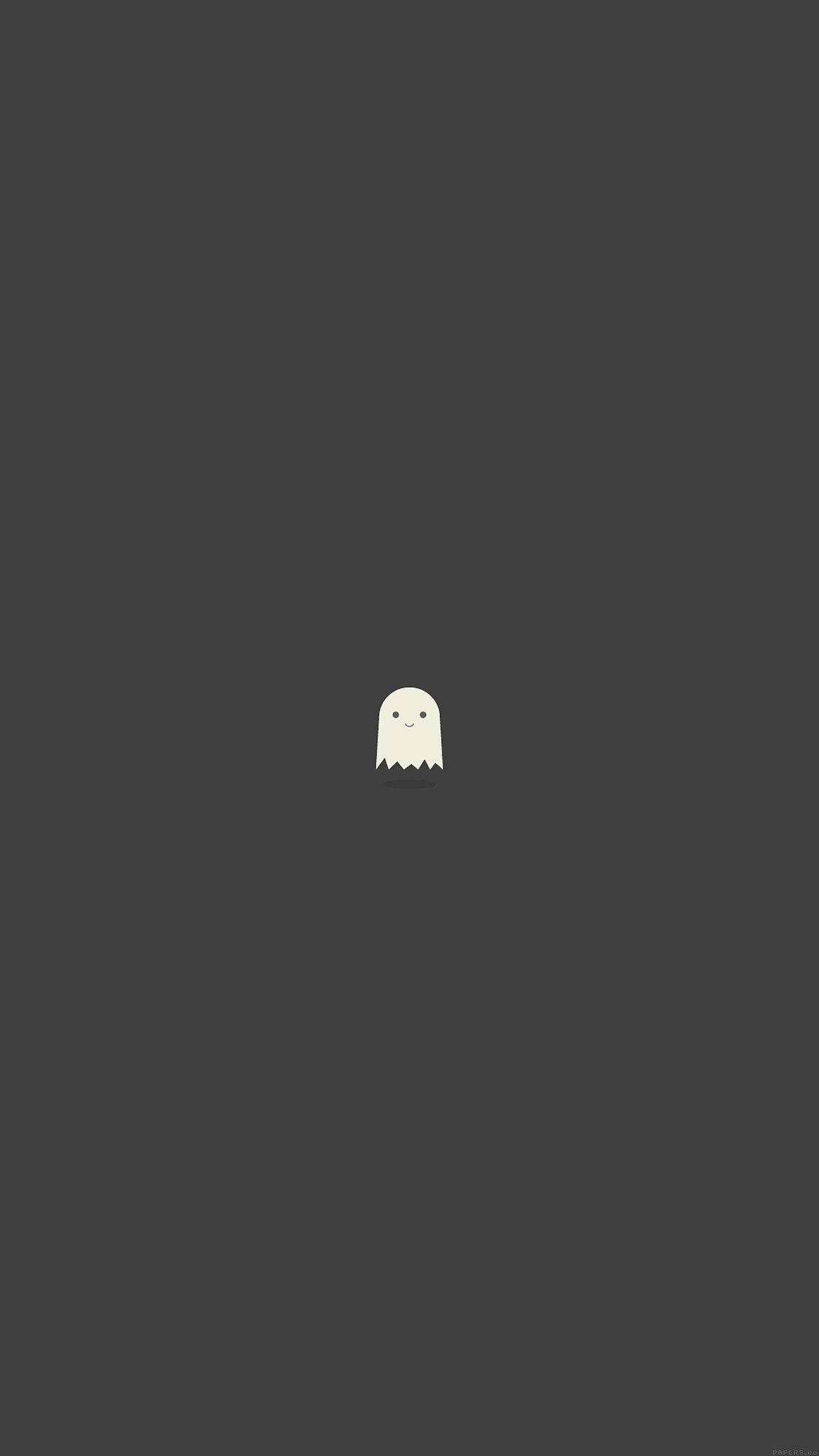 Cute Ghost, dark grey, white ghost icon, Full HD Phone Wallpaper