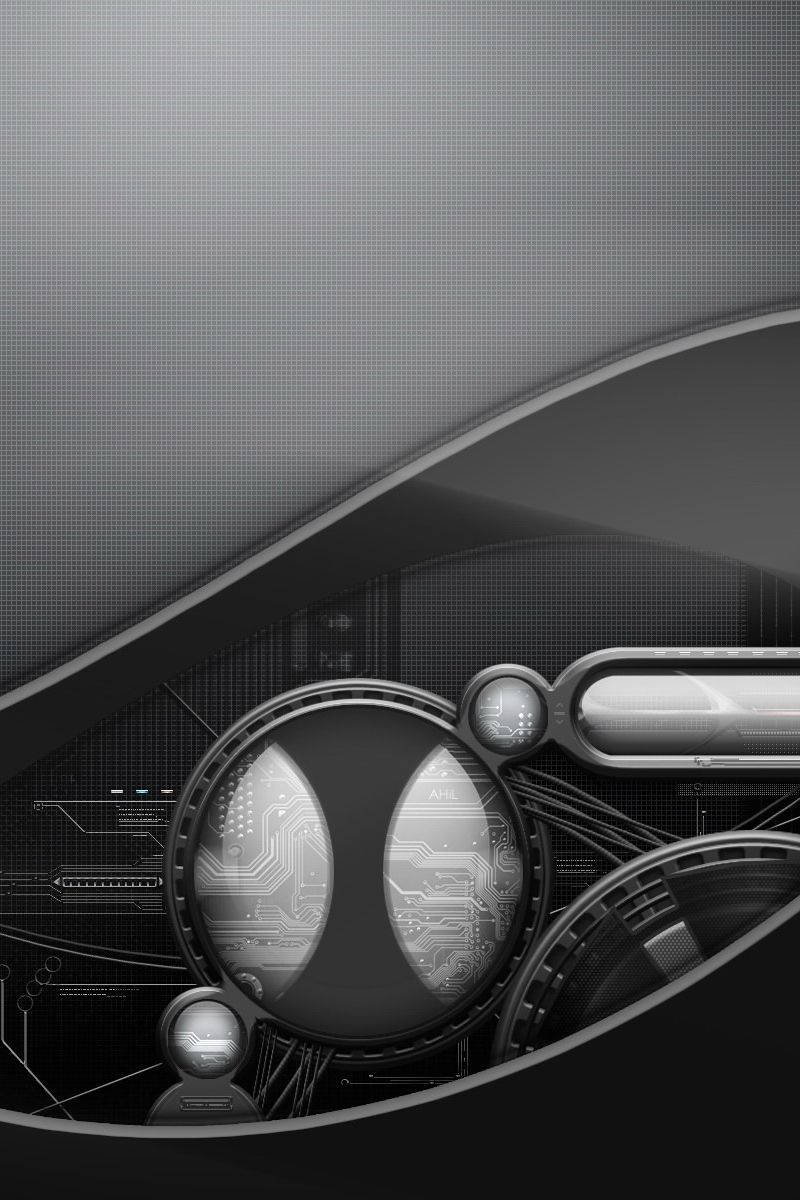Mechanical Abstract, Dark Grey iPhone, glowing circuitry, SD Phone Wallpaper