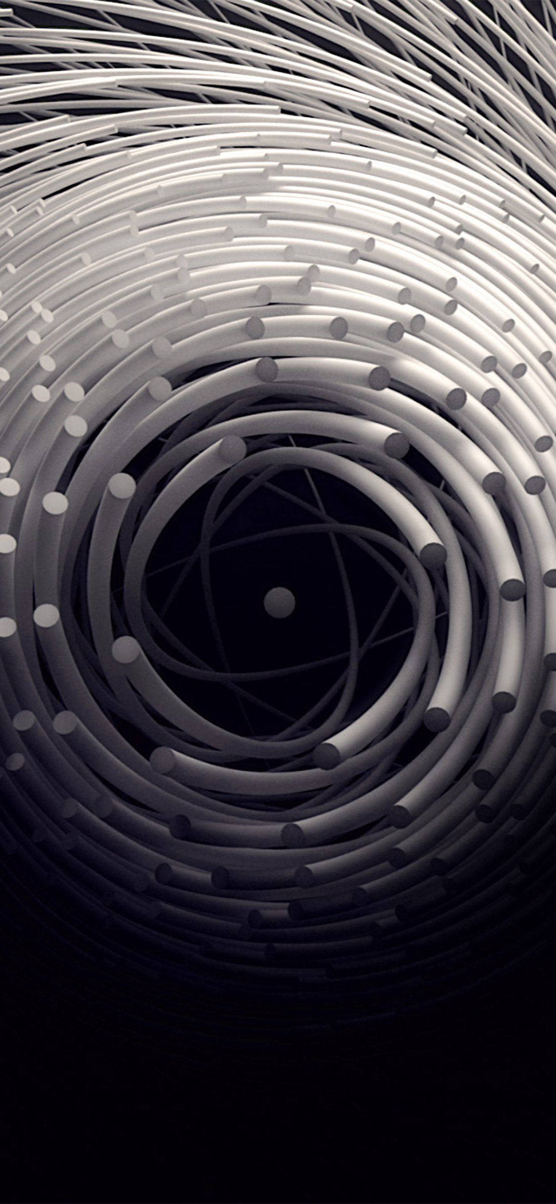 Dark Grey iPhone, 3D Spiral Whirlpool, white tubes, Full HD Phone Wallpaper