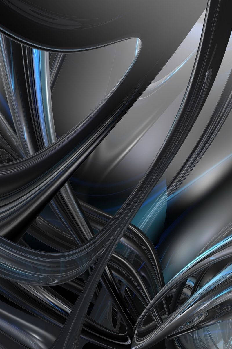 3D Abstract Metallic Dark Grey iPhone, metallic ribbons, futuristic abstract composition, SD Phone Wallpaper