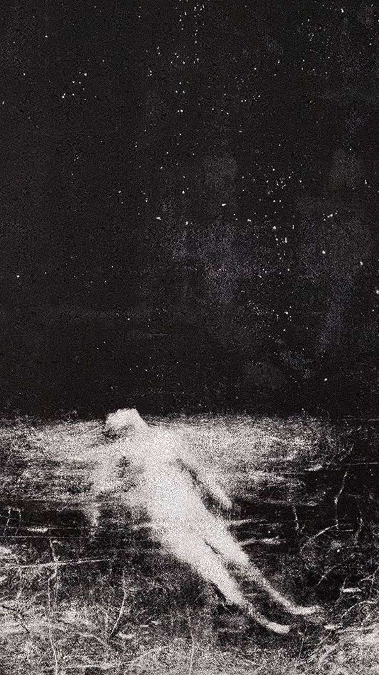 ghostly figure, starry night field, textured grain, HD Phone Wallpaper