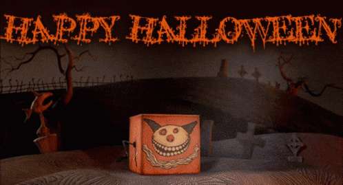 jack-o'-lantern box, graveyard, dark sky, SD Desktop Wallpaper