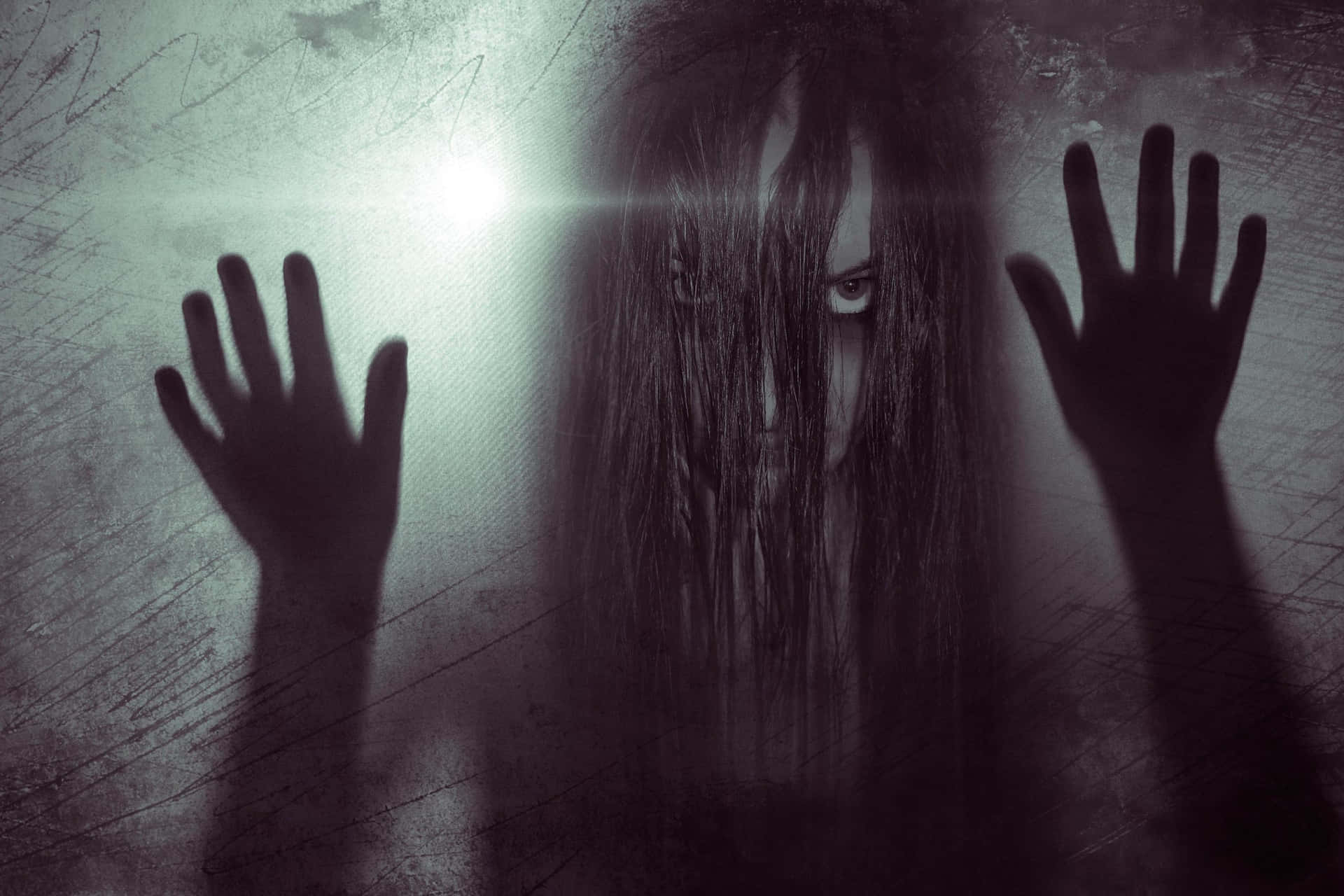 Dark Halloween Aesthetic, spectral visitor, eerie green light, Full HD Desktop Wallpaper