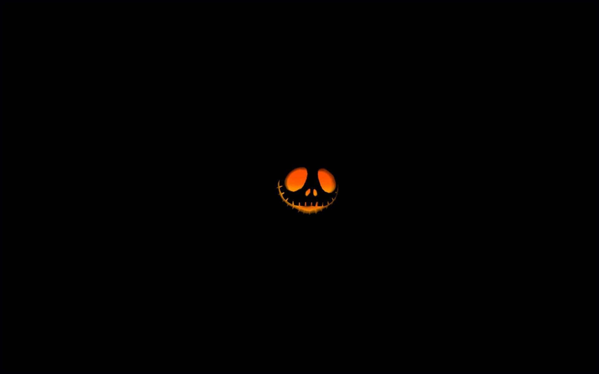 glowing jack o lantern face, stitched eyes, grin, Full HD Desktop Wallpaper