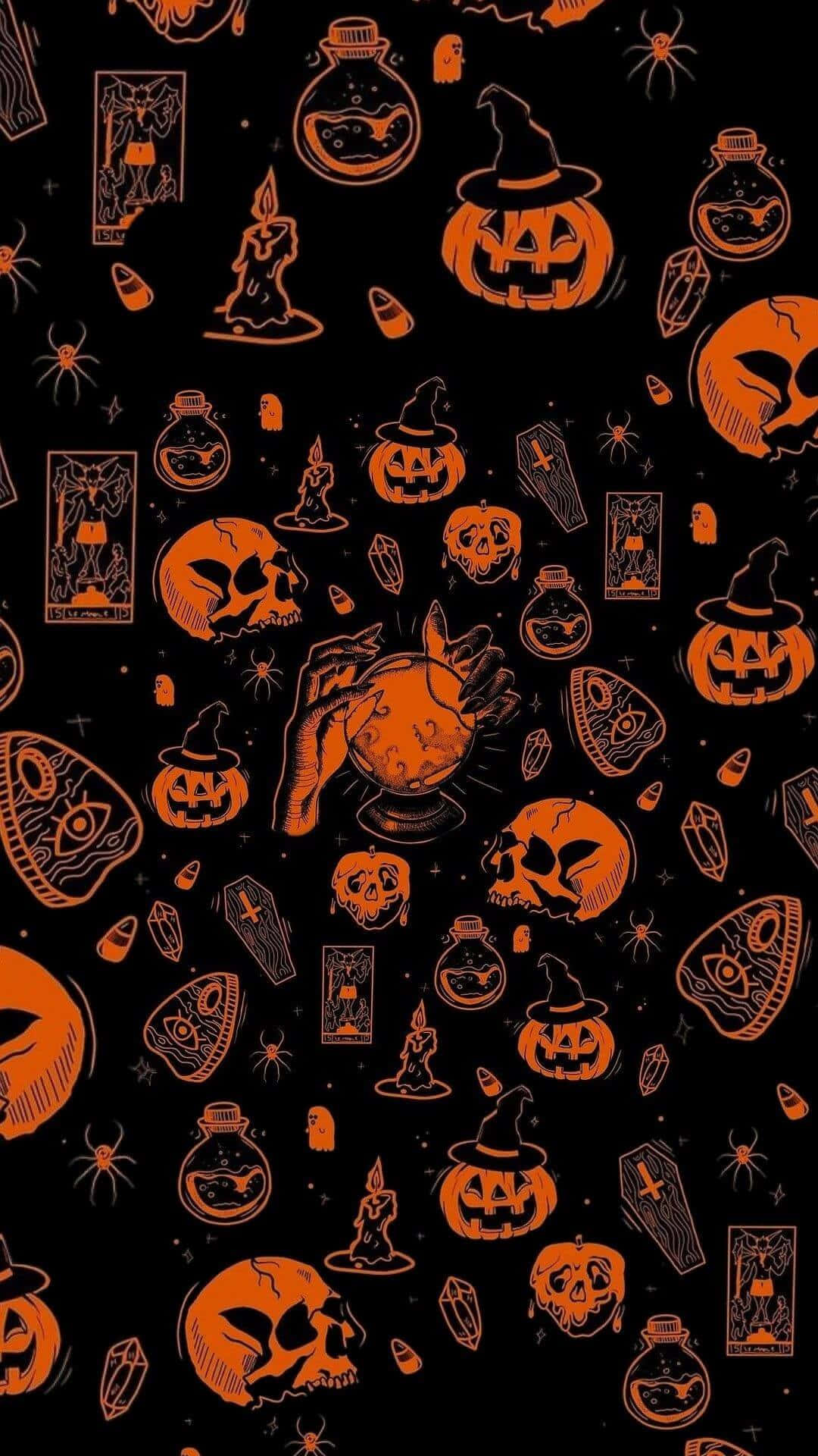Halloween, orange, black, Full HD Phone Wallpaper