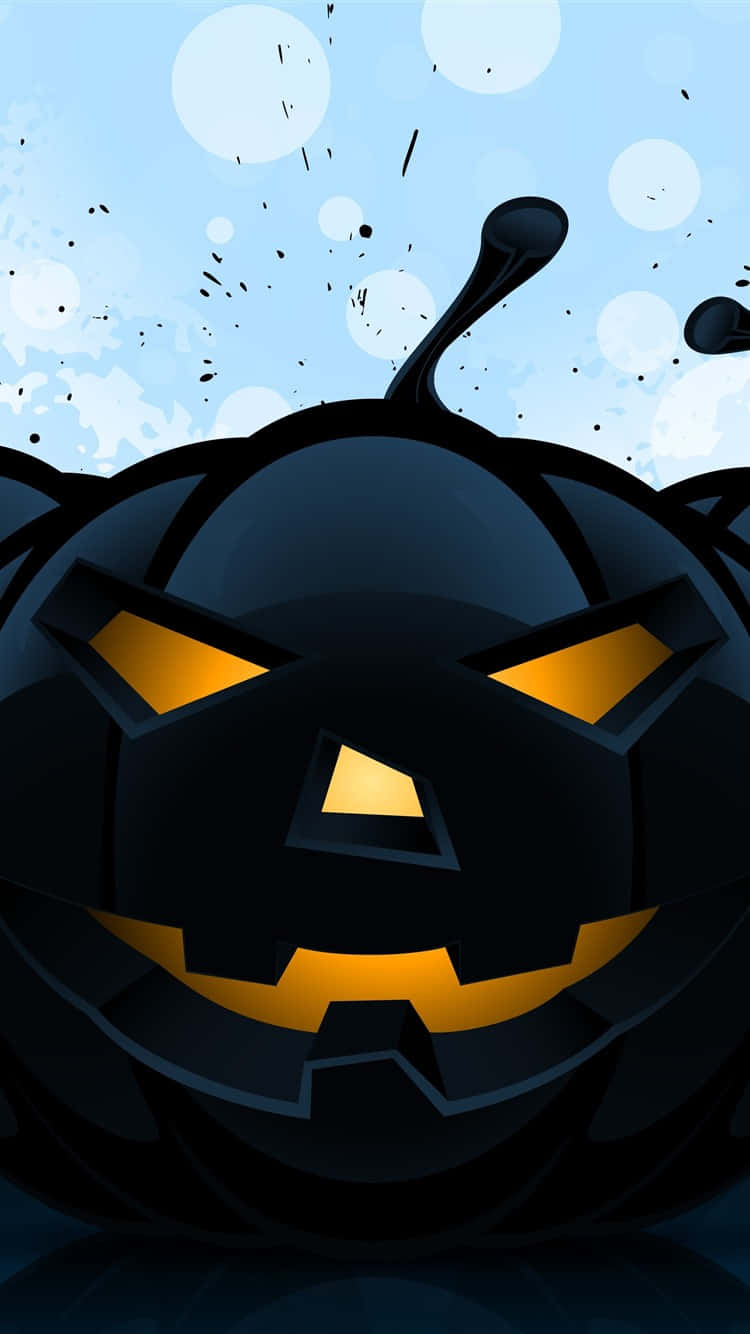 glowing black jack-o-lantern, glowing orange eyes, jagged grin, HD Phone Wallpaper